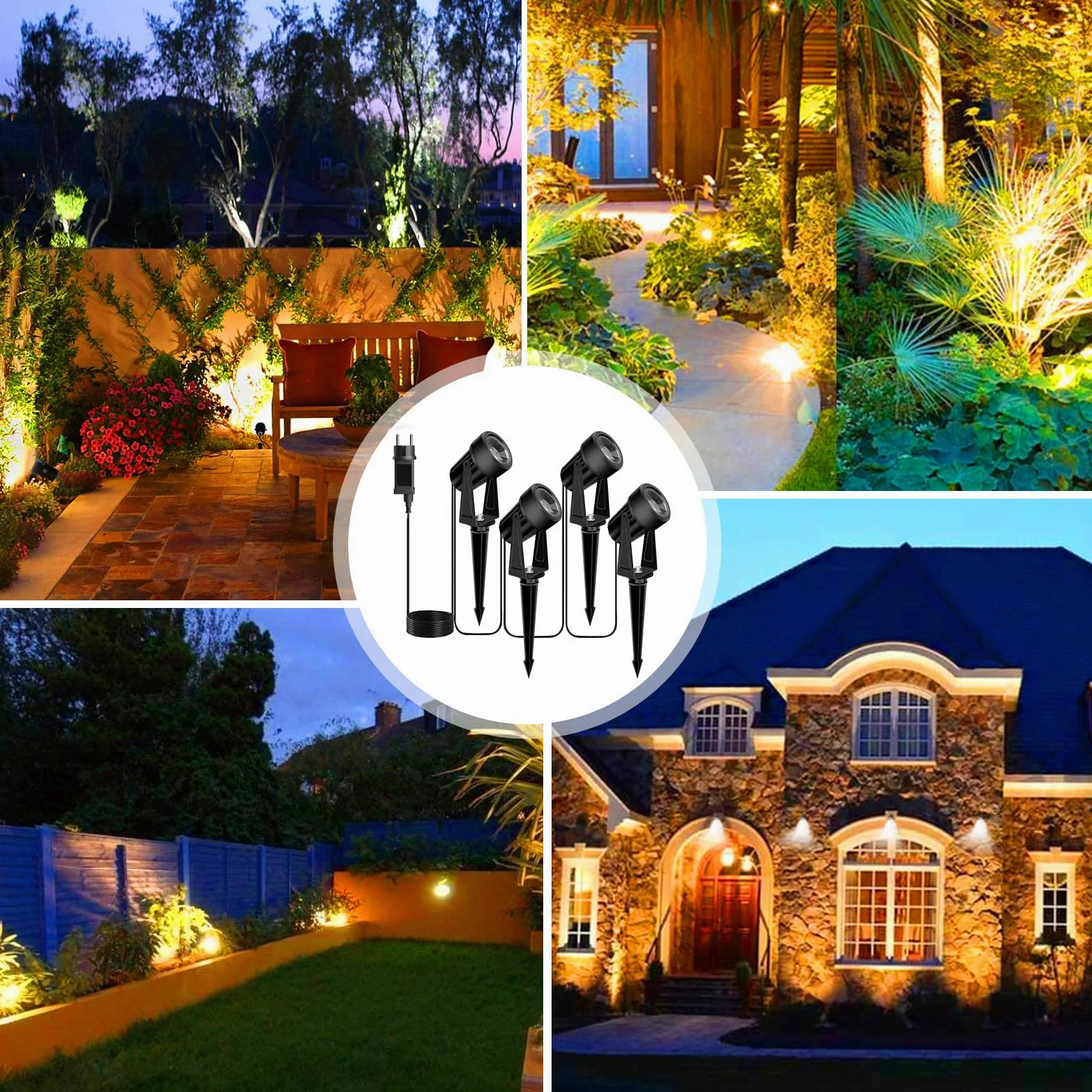 Svater Reflektor ogrodowy LED, do użytku na zewnątrz, IP65, 3000 K, ciepła biel, 27 V, oświetlenie ogrodowe, zestaw 10 sztuk, 1800 lm, COB, szpikulec do wbijania w ziemię, oświetlenie ogrodowe z