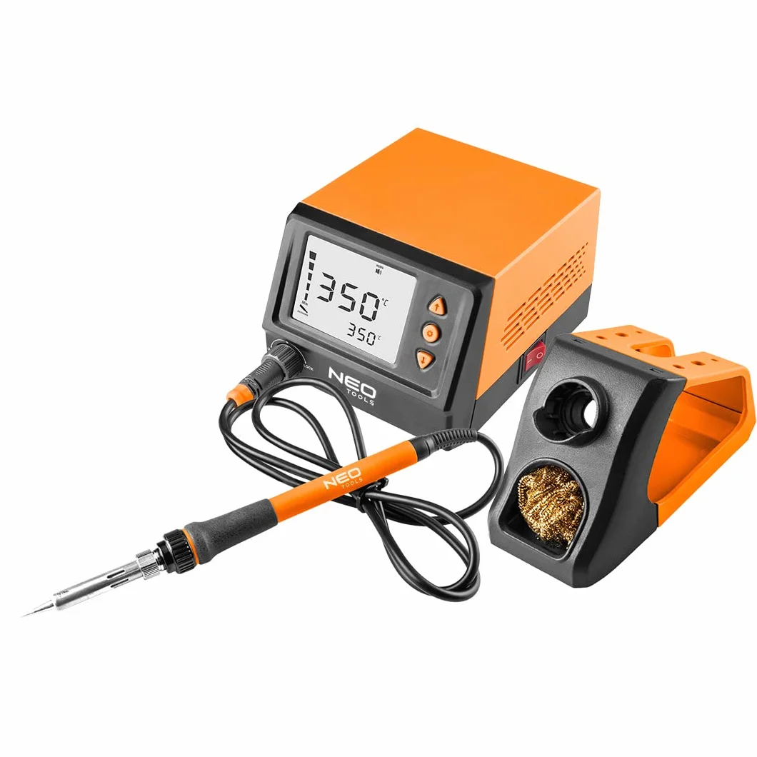 NEO TOOLS Stacja lutownicza, moc 60 W, regulacja temperatury 180-480°C, dokładność +/- 2°C, wyświetlacz LCD, funkcja automatycznego wyłączania, ochron