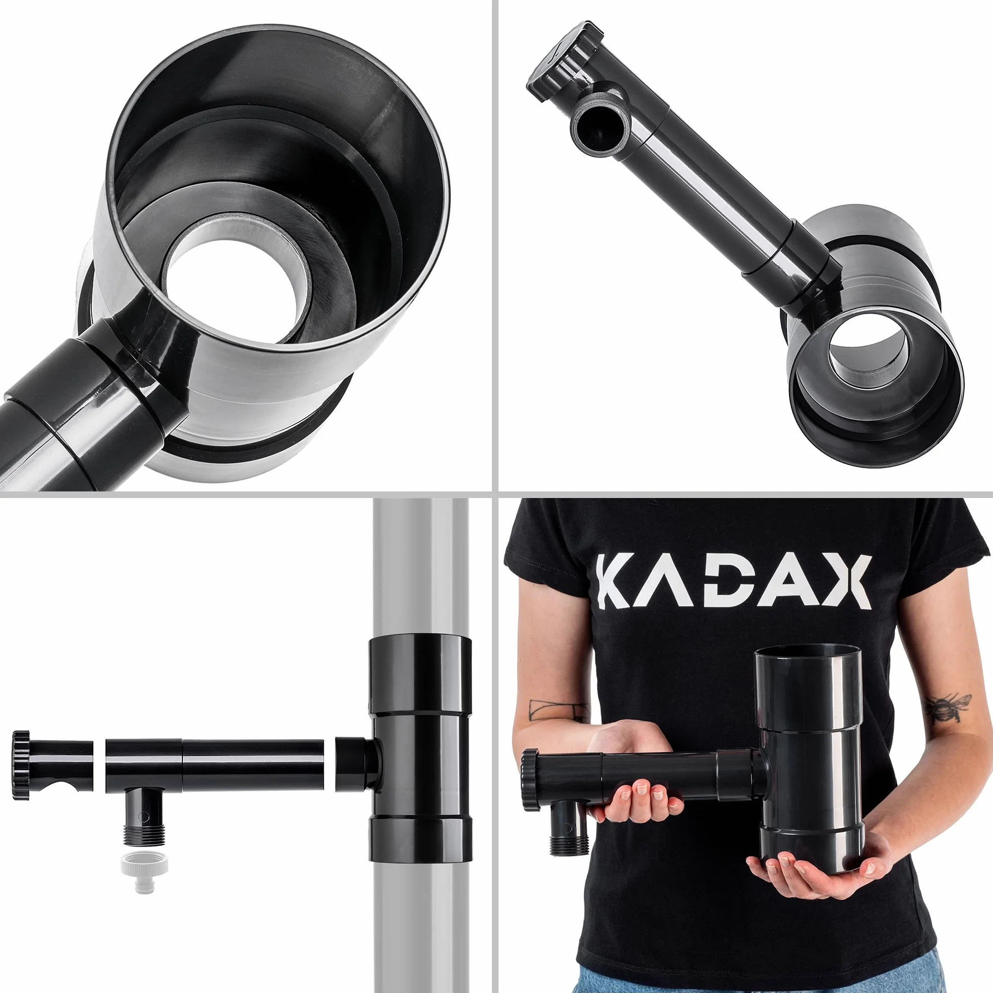 Kolektor na deszczówkę 80 mm, do rury spustowej, z zaworem, czarny