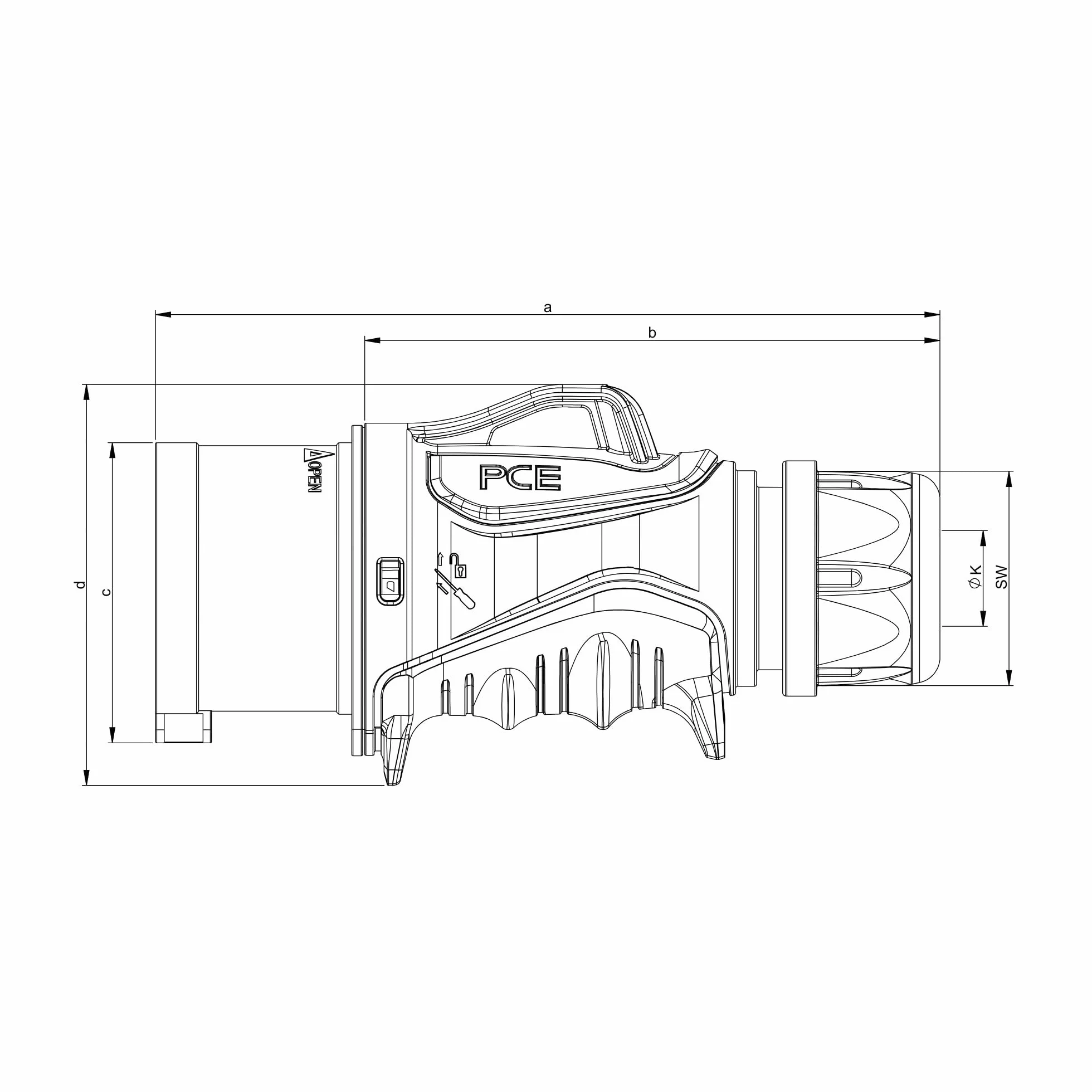 Wtyczka CEE PCE GRIP TT, 32 A, 5-biegunowa