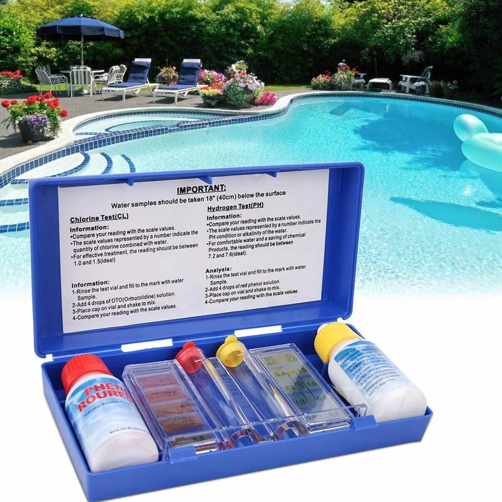 Zestaw do Badania Jakości PH Tester Basenu Pudełko Testowe Chloru PH Basenów Spa