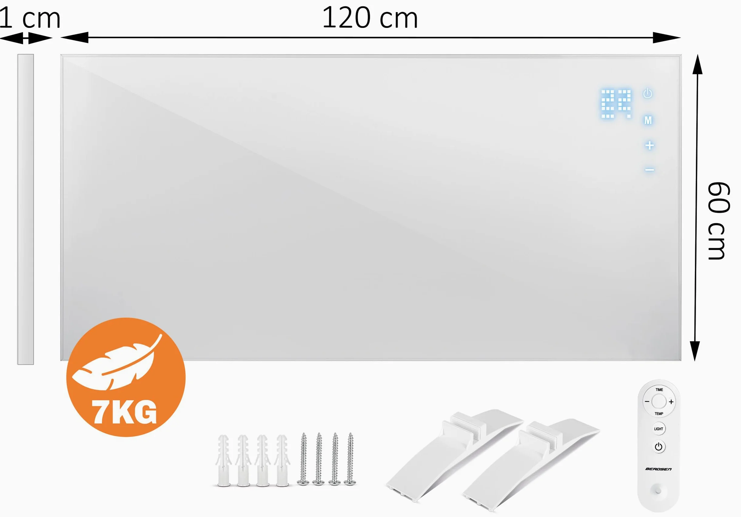 Berdsen Grzejnik na Podczerwień - Panel Grzewczy - 720 W - Szybkie Nagrzewanie - Panel Dotykowy - Pilot WiFi Aplikacja - Timer 1-9 h