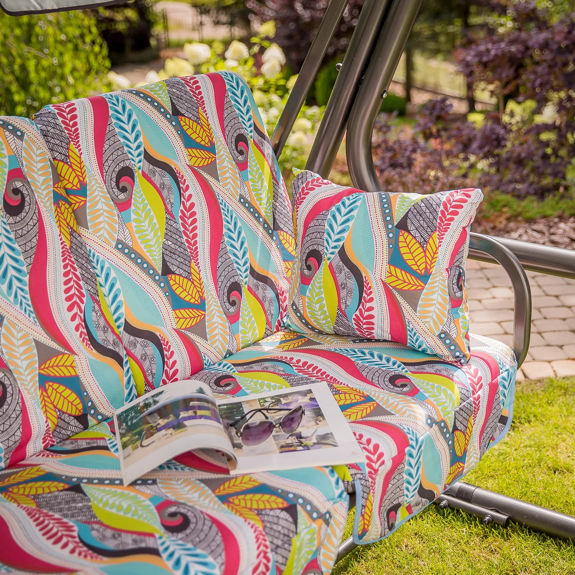 Patio Komplet poduszek na huśtawkę 180 cm Rimini/Venezia Lux z zamkiem motyw roślinny