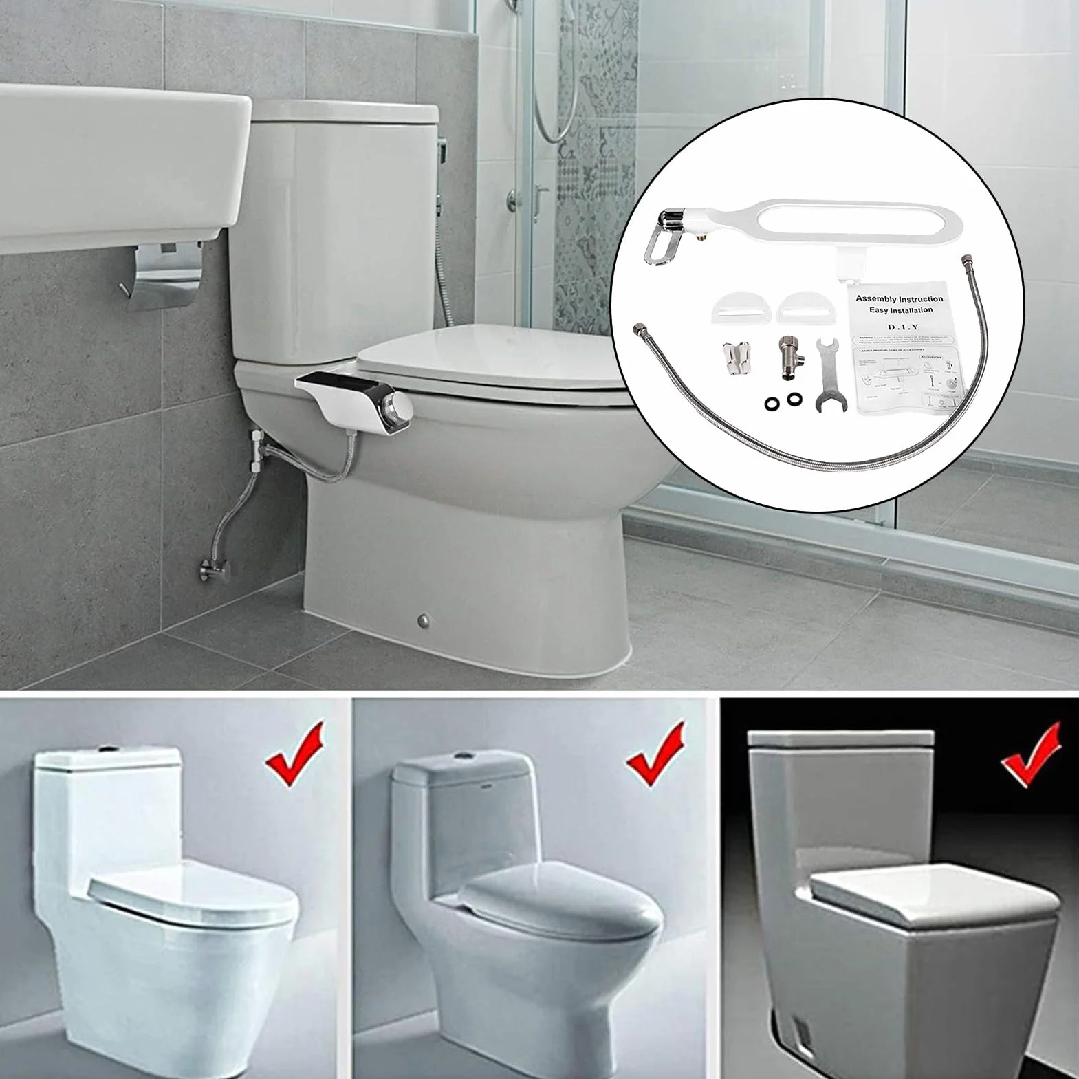 Bidet Toaleta Attacent Podwójna dysza Nonctric Fresh Water Spray Easy Inll HigieBidet dla najwyższego t i czystości