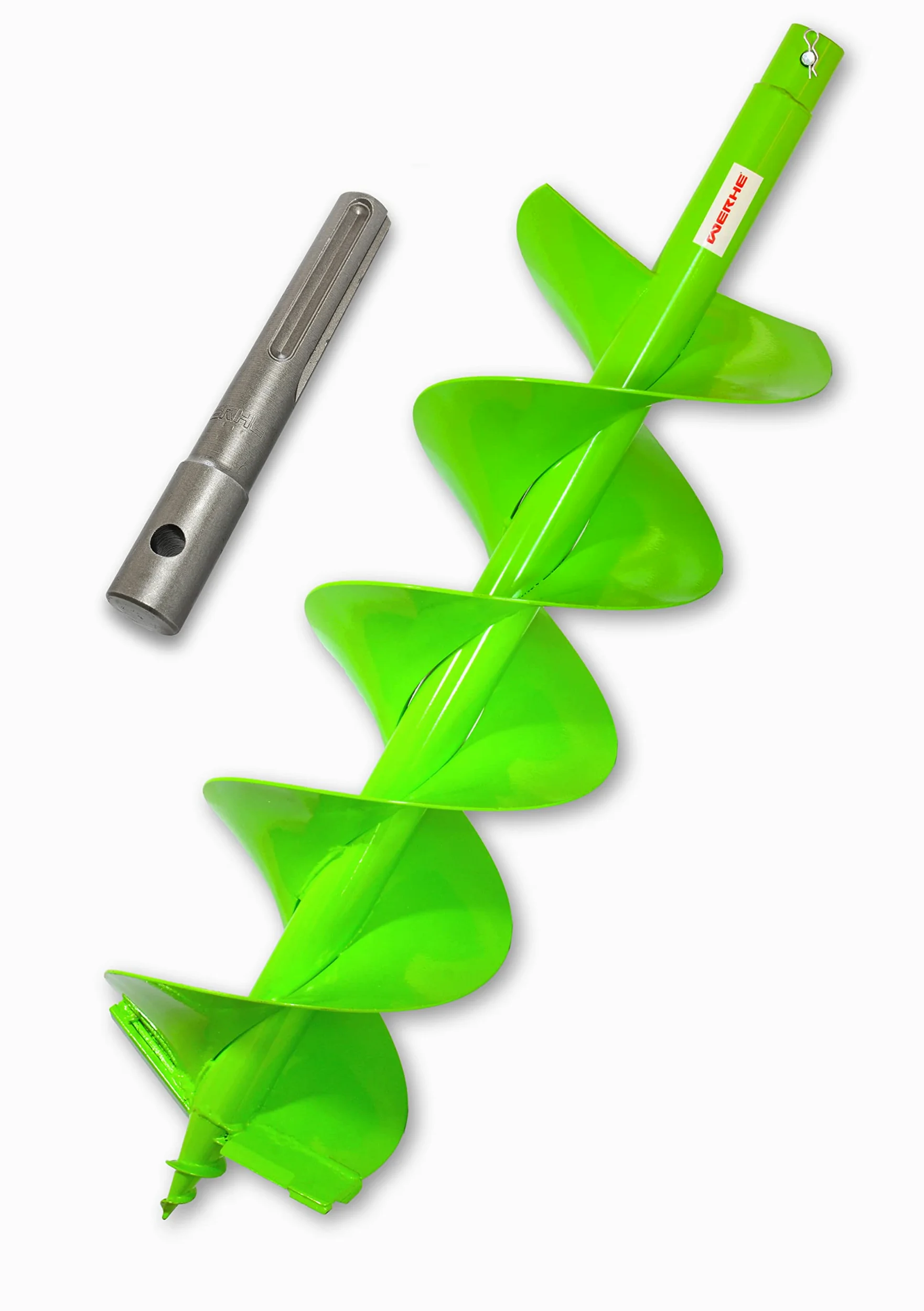 WERHE świder ziemny 250 mm, podwójna spirala, stal, adapter SDS Max | grot centrujący, długość całkowita 800 mm, głębokość robocza do 750 mm, hartowany grot, do wiercenia pod słupki