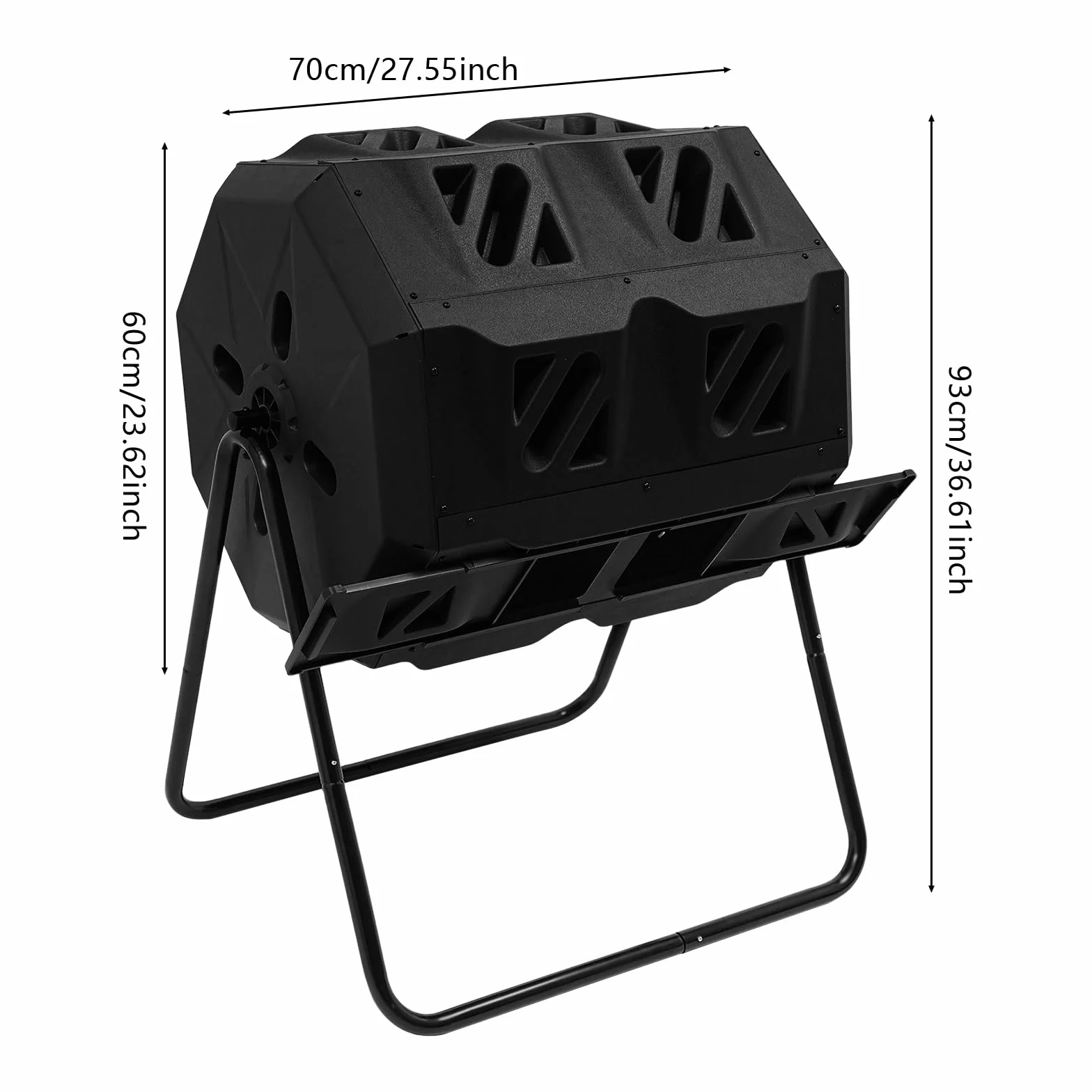Kompostownik bębnowy 160 l czarny 70 x 60 x 93 cm