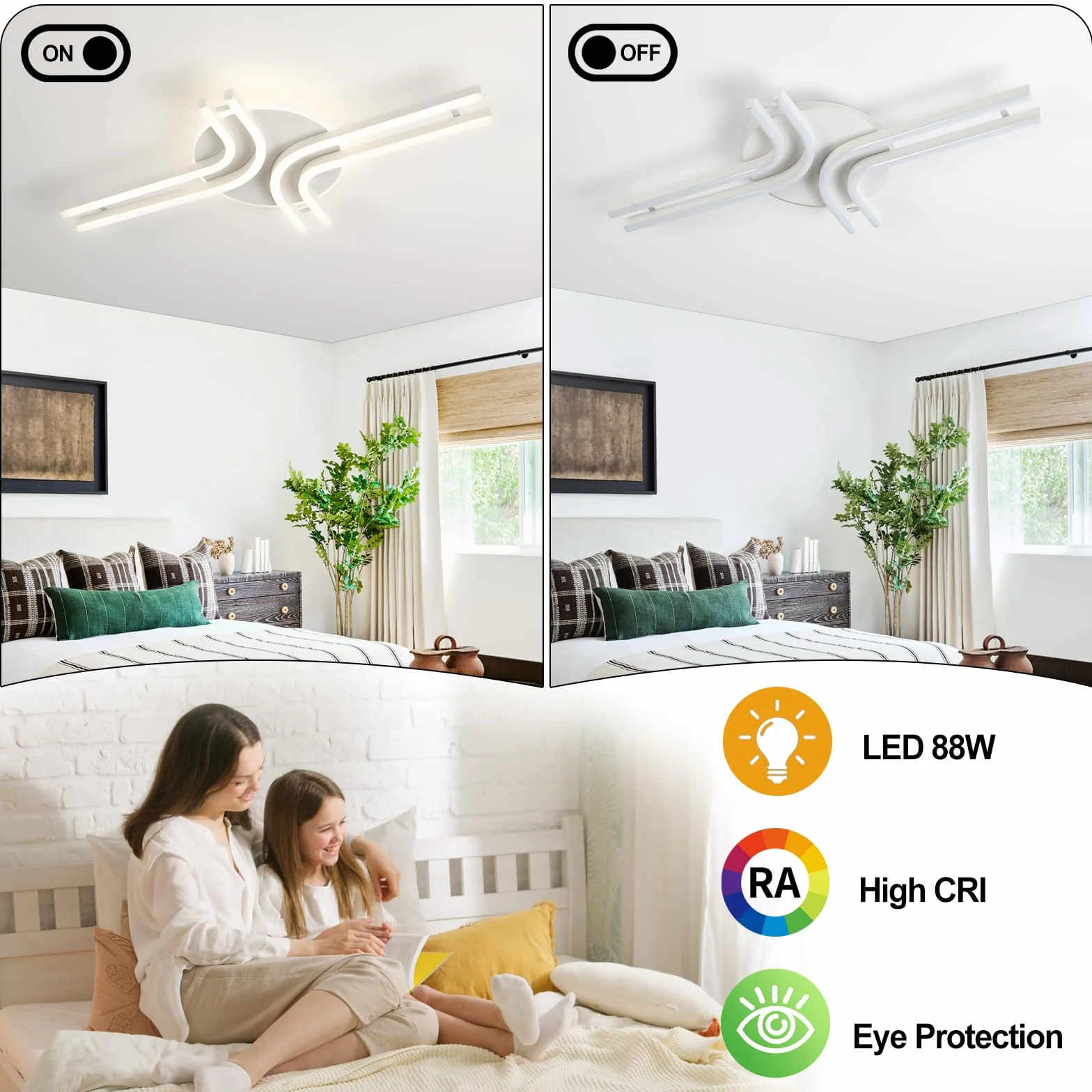 LED Ściemnialna Lampa sufitowa, 32W 3200lm Nowoczesna Ściemnialna Lampa sufitowa Z pilotem, 70cm Lampy sufitowe do salonu Sypialni Kuchni Korytarza Oświetlenie Oprawa, Czarny A