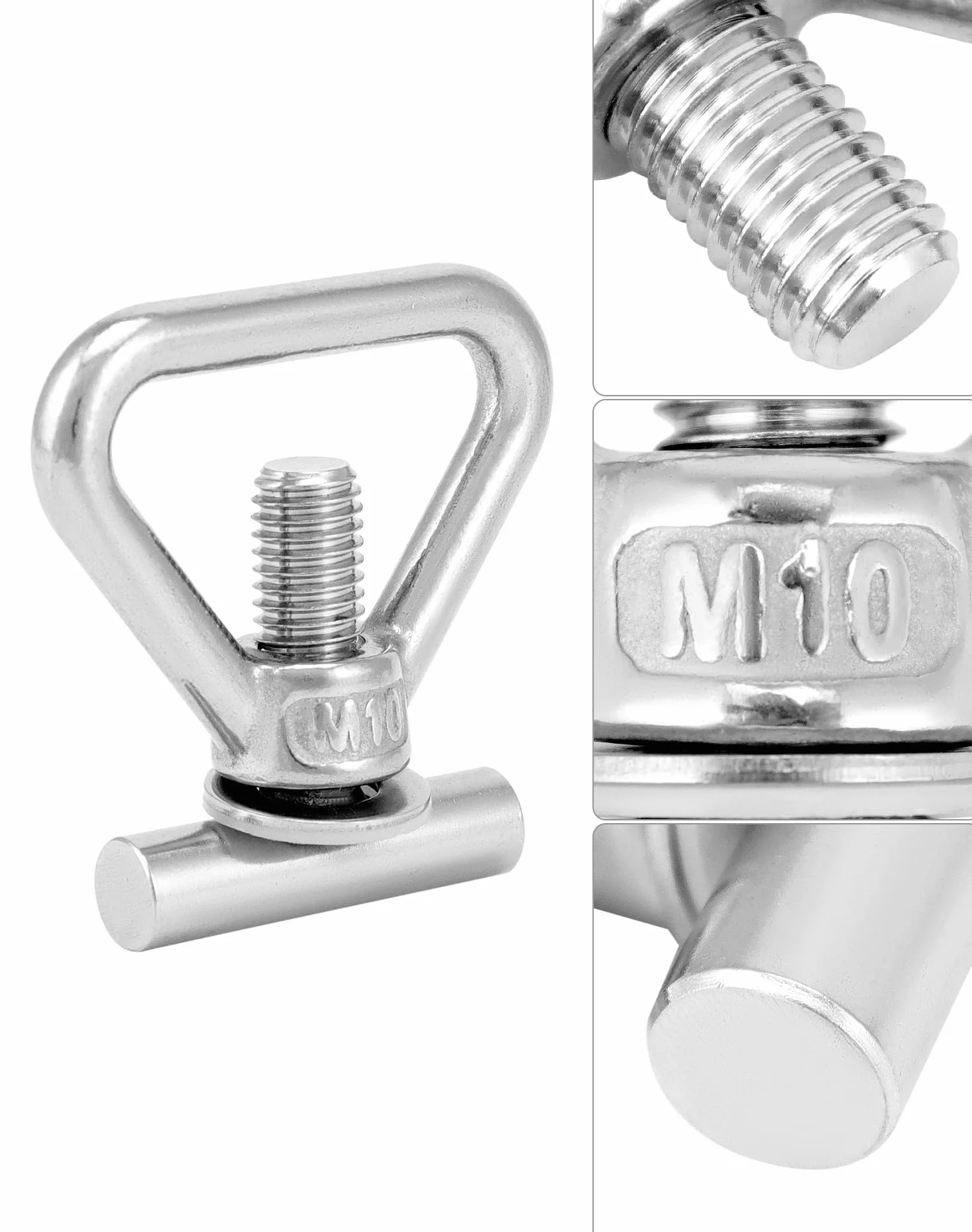 QWORK® 4szt. Ucha mocujące M10 do mocowania ładunku, nakrętki trójkątne ze stali nierdzewnej 304 ze śrubami do VW T5 T6, nośność 100 kg