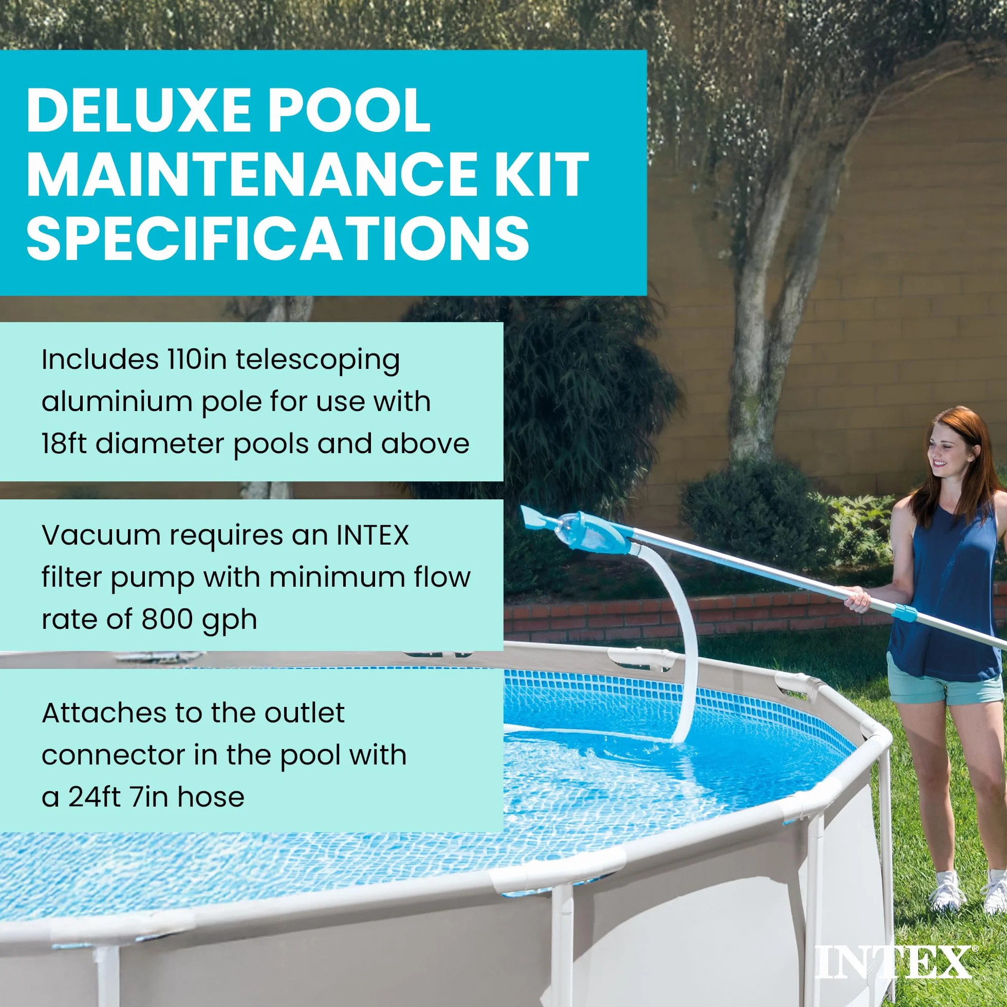 Intex Deluxe Pool Maintenance Kit – akcesoria basenowe – zestaw do czyszczenia basenu – 5-częściowy