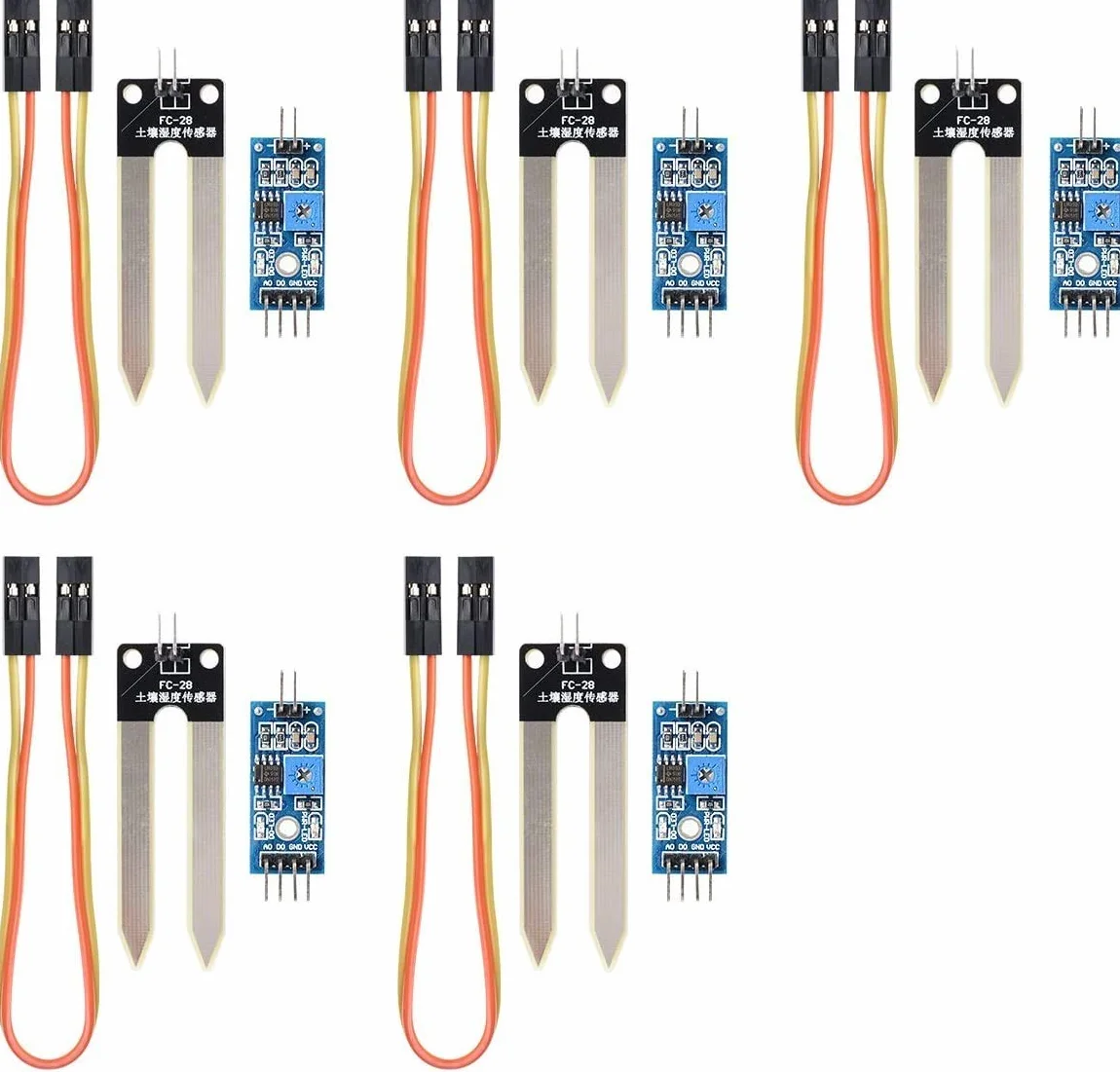 DollaTek 5 szt. Higrometr gleby czujnik wilgotno?ci wody modu? czujnik YL-69 i modu? HC-38 do Arduino