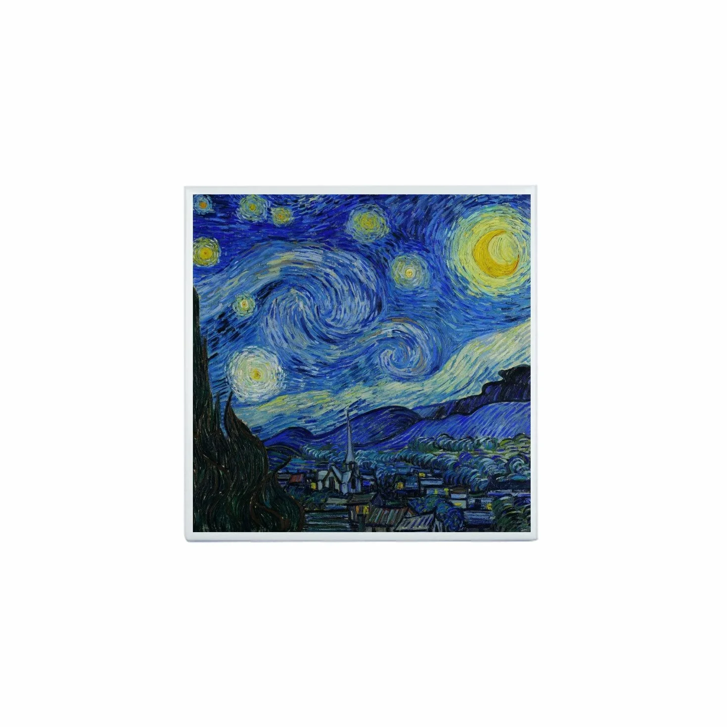 Fabulous Dekoracyjne płytki ceramiczne 10,8 x 10,8 cm - Vincent van Gogh Gwiaździsta noc Malarstwo Sztuka