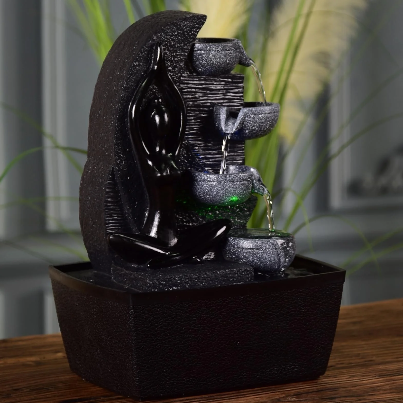 Yama Zen'Light fontanna wewnętrzna wodospad 4 poziomy ściana wodna LED wys. 25cm dekoracja Zen