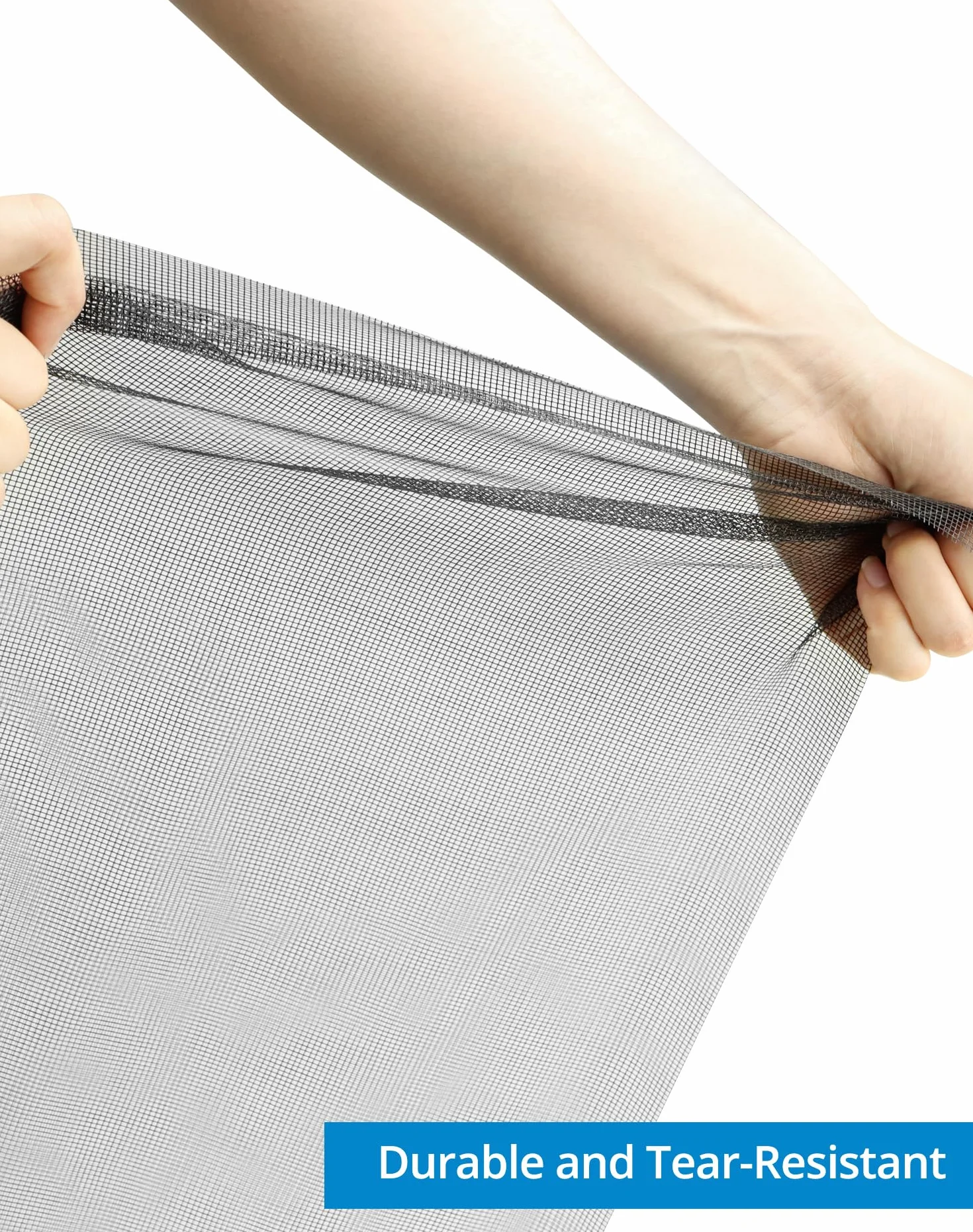 QWORK® 1 kawałki moskitiera okienna, moskitiera z włókna szklanego, 200 x 200 cm, utrzymuje cyrkulacjęświeżego powietrza, czarna, siatka 18