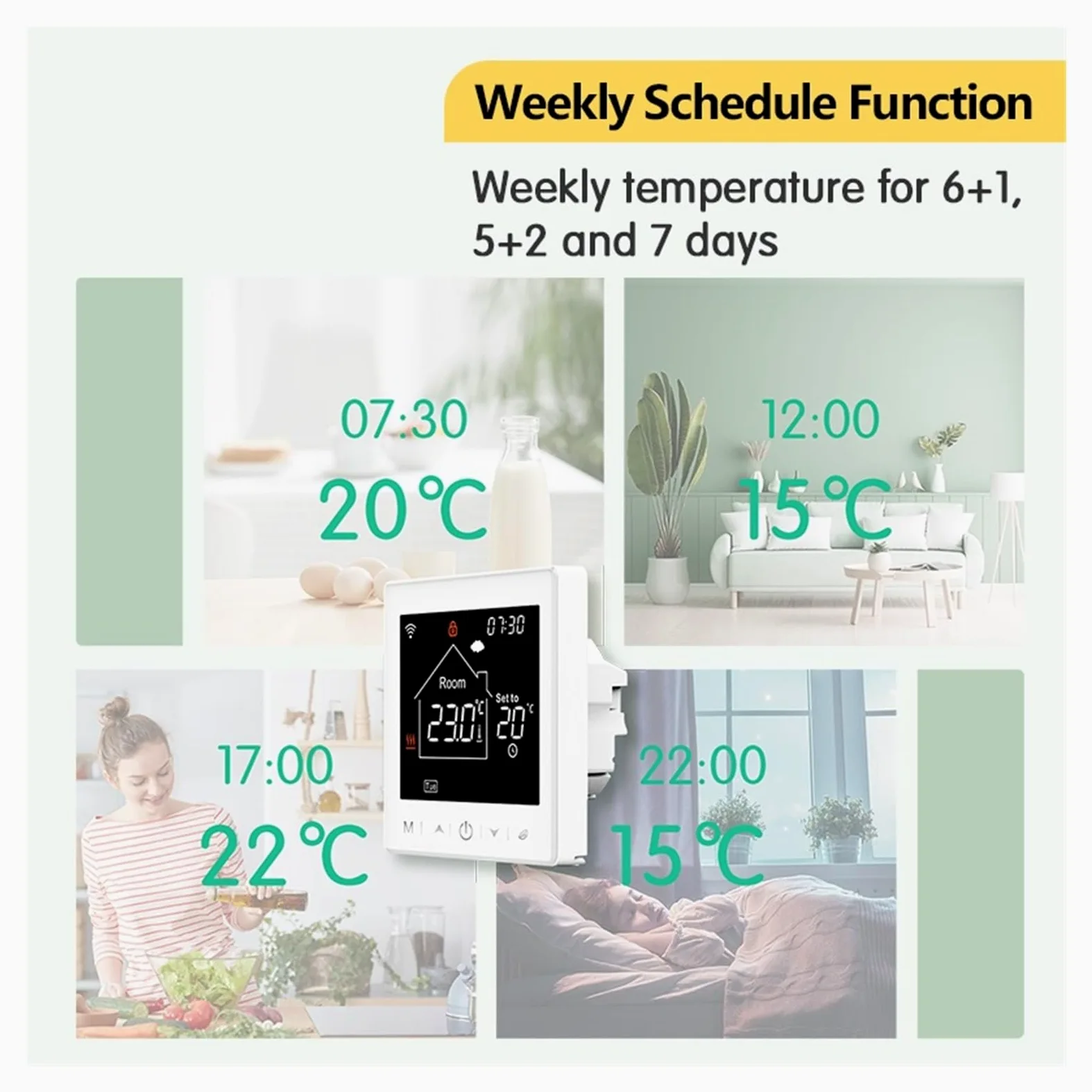 Termostat do ogrzewania podłogowego Programowalny regulator temperatury WiFi elektrycznego ciepłego kotła gazowego Smart Life Work OszczęDza Energię I Koszty Ogrzewania(16A Electric White)