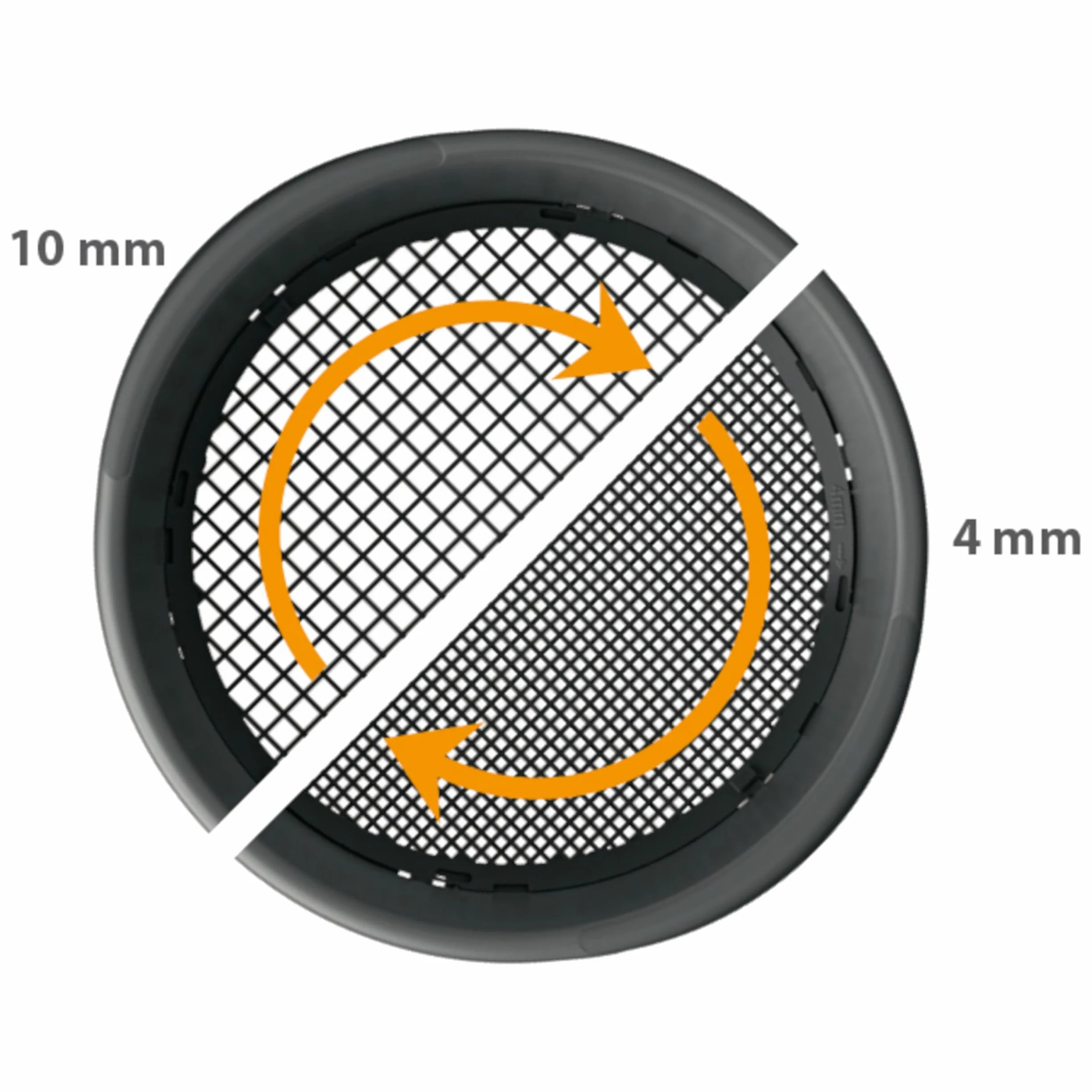 botle Sitko ogrodowe z tworzywa sztucznego, rozmiar otworu sitkowego 4-10 mm (śr. x wys.) 37,4 cm x 10,4 cm, antracytowe, okrągłe, ręczna regulacja wkładu sitkowego do piasku i kompostu