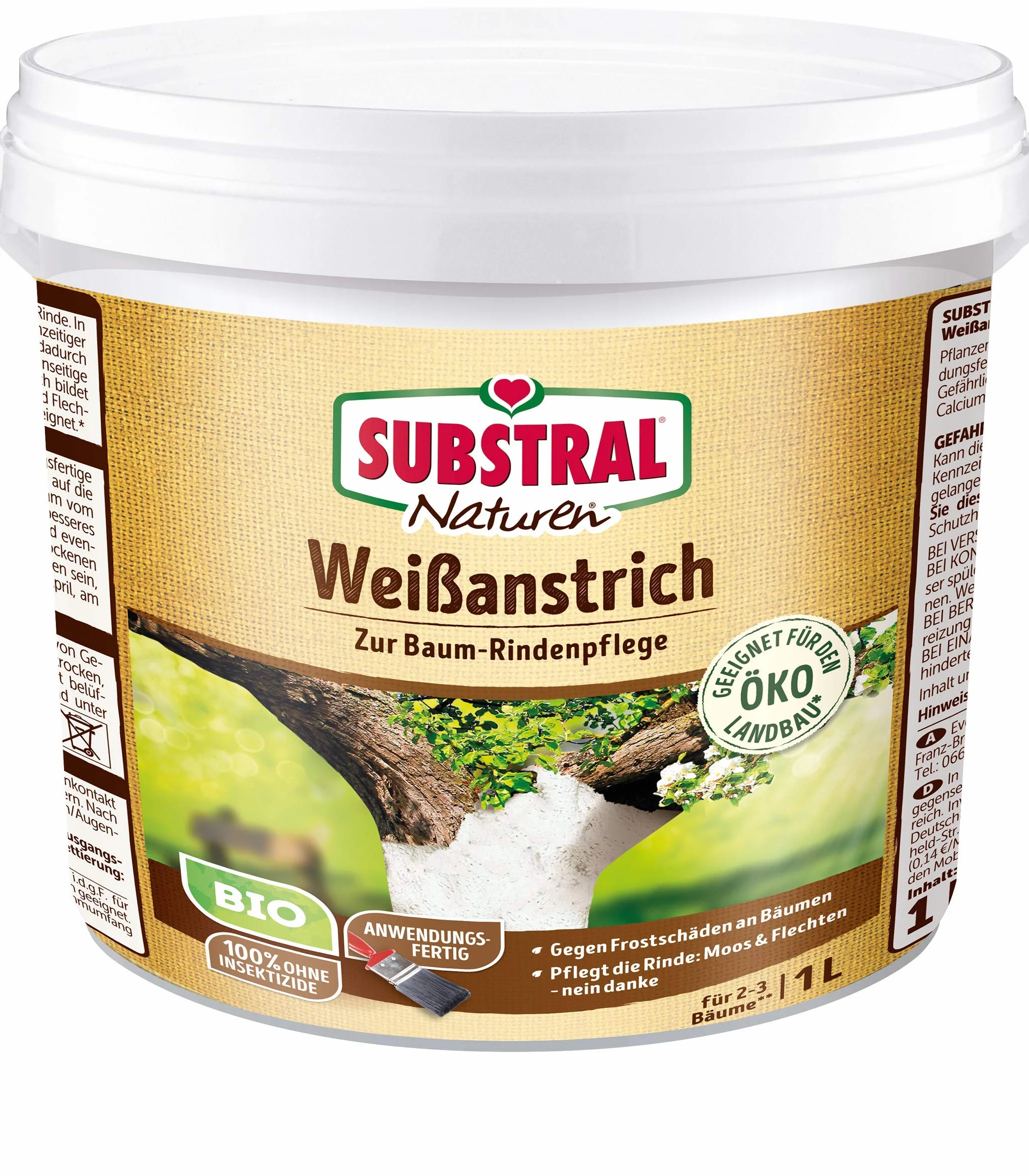 Naturen Bio biała powłoka farba do wybielania drzew 1 litr