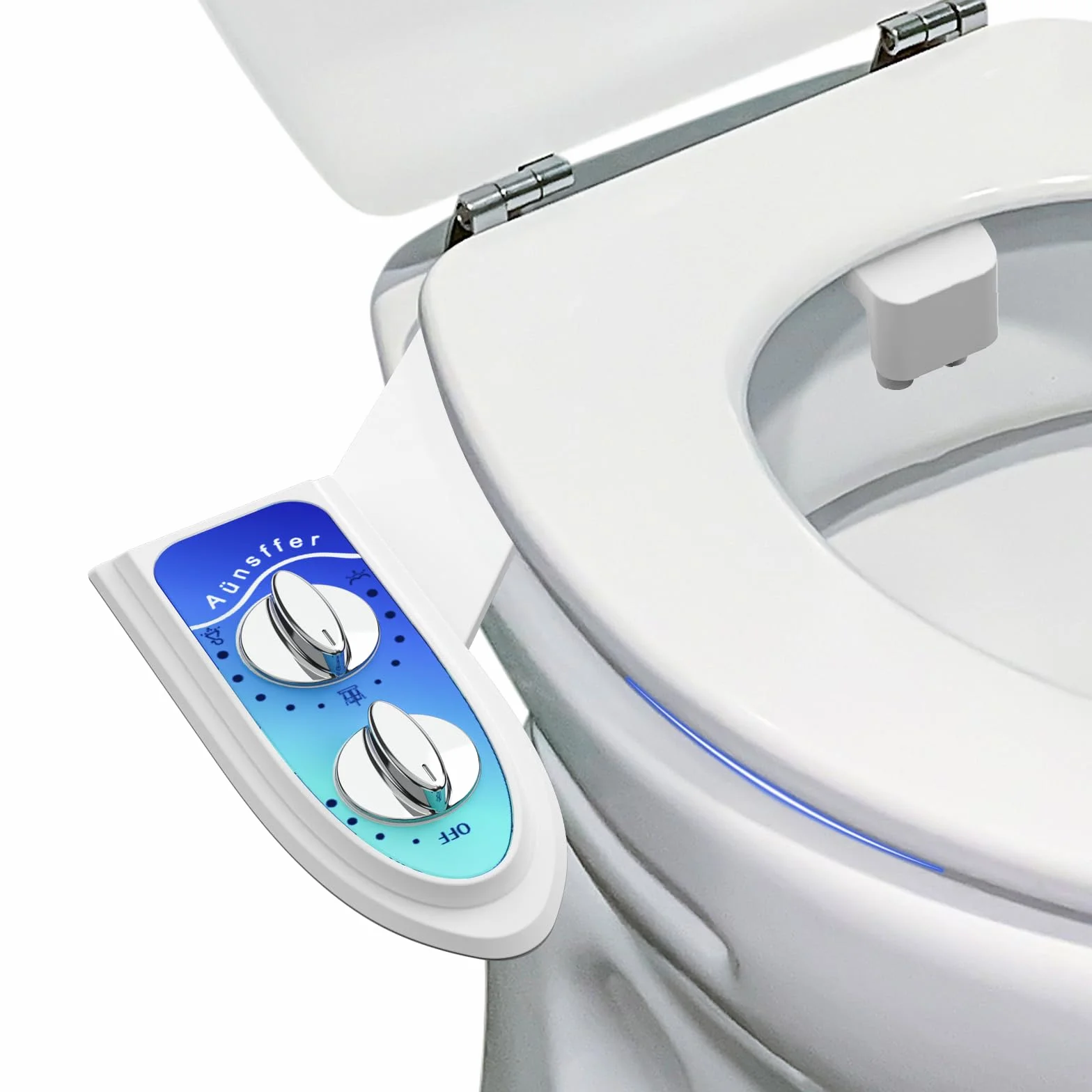 Aünsffer Przystawka do bidetu do toalety, nieelektryczna, świeża, zimna woda, bidet toaletowy z podwójną dyszą, regulowana kontrola ciśnienia wody, 3 tryby prania (mycie żeńskie/bidetem +