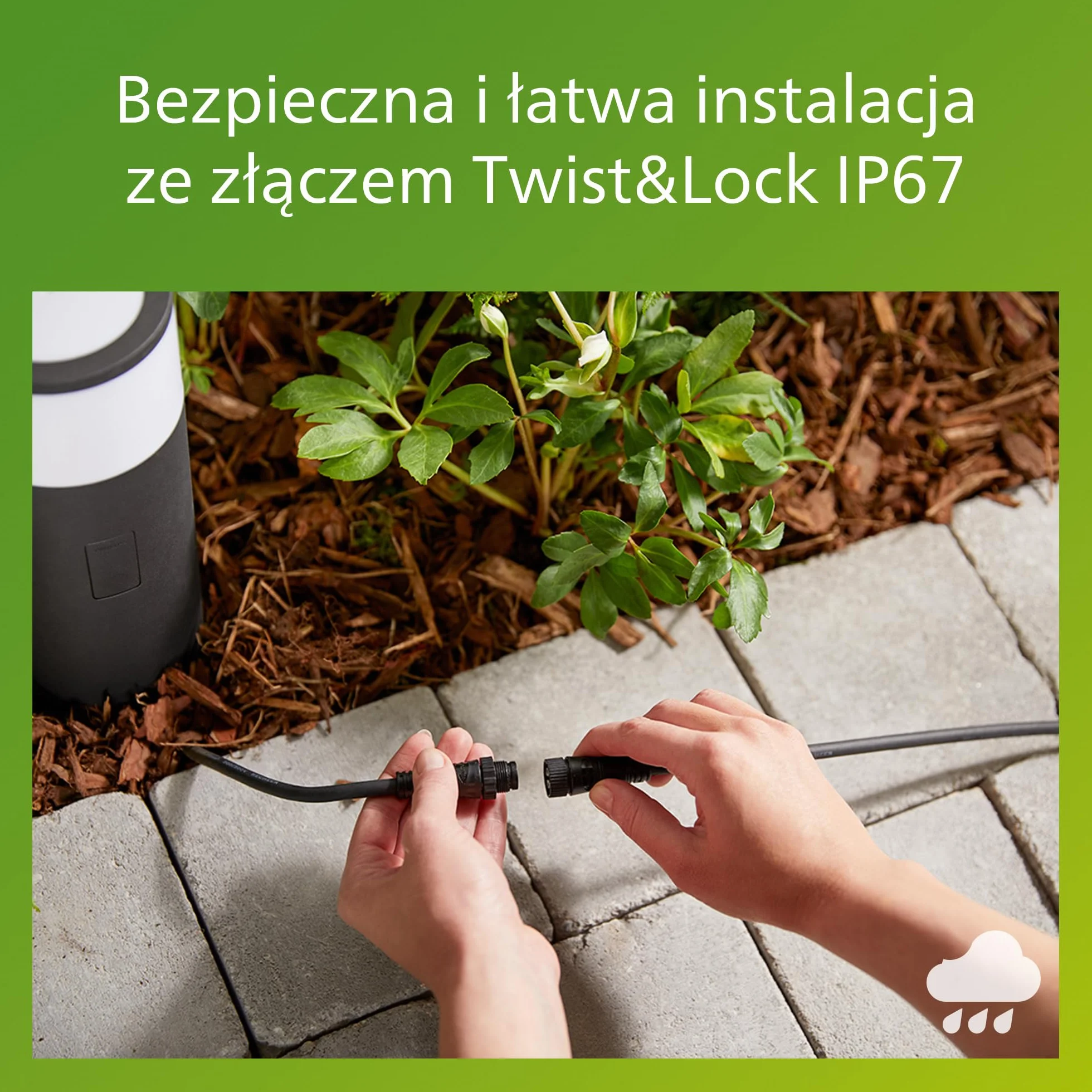Philips Kabel Niskonapięciowy Gardenlink do Użytku Zewnętrznego o Długości 2 m, 24 V, Czarny, Wodoodporność Ip67