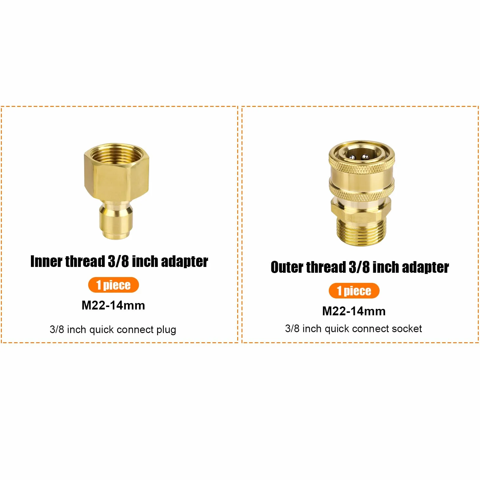 Zestaw Szybkozlaczek do Myjki Cisnieniowej M22 14mm 9,5mm 5000 PSI Adapter Weza
