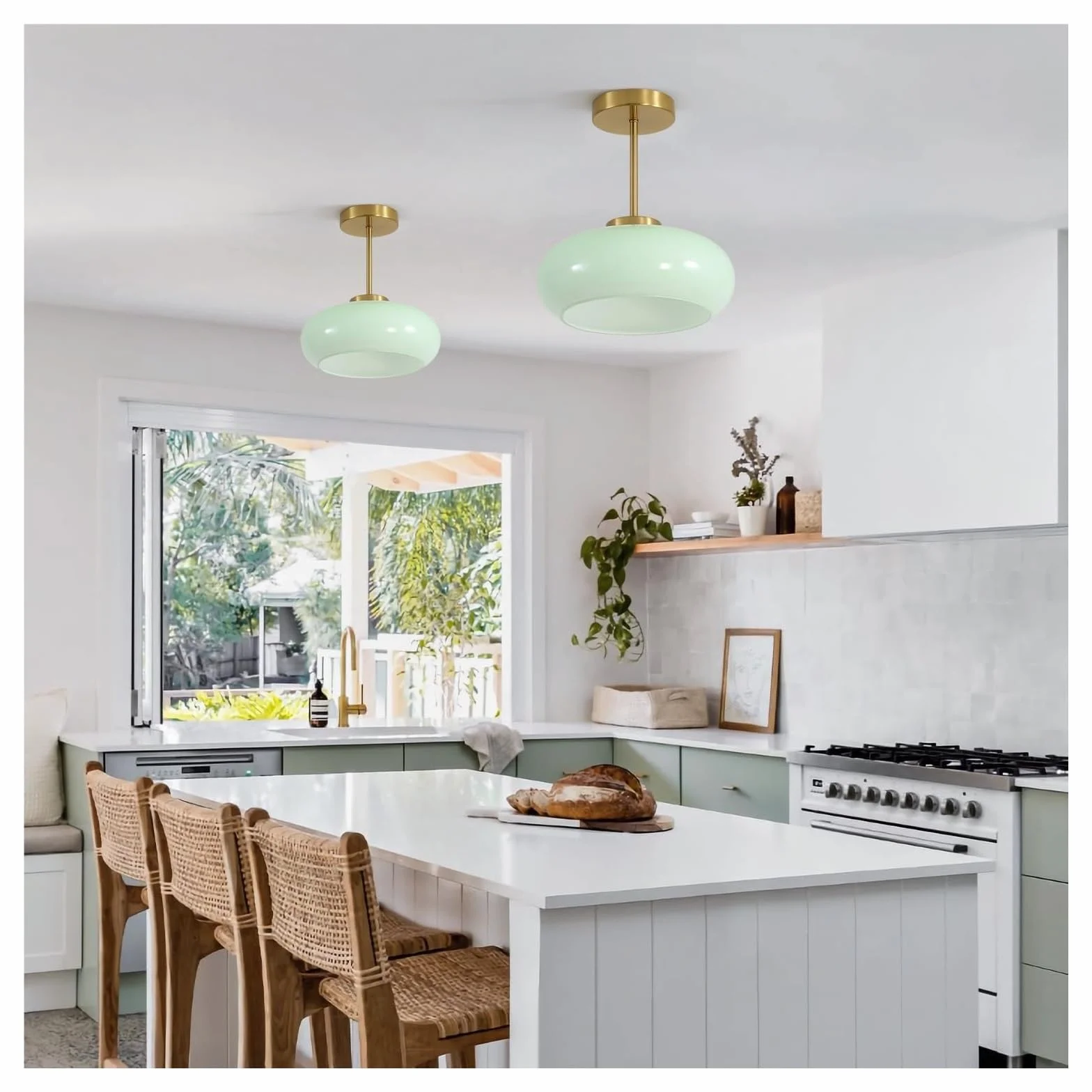 JingNian Nowoczesna lampa sufitowa 28 cm, półwbudowana lampa z kloszem ze szkła mlecznego, idealna do kuchni, przedpokoju, łazienki i jadalni (H)