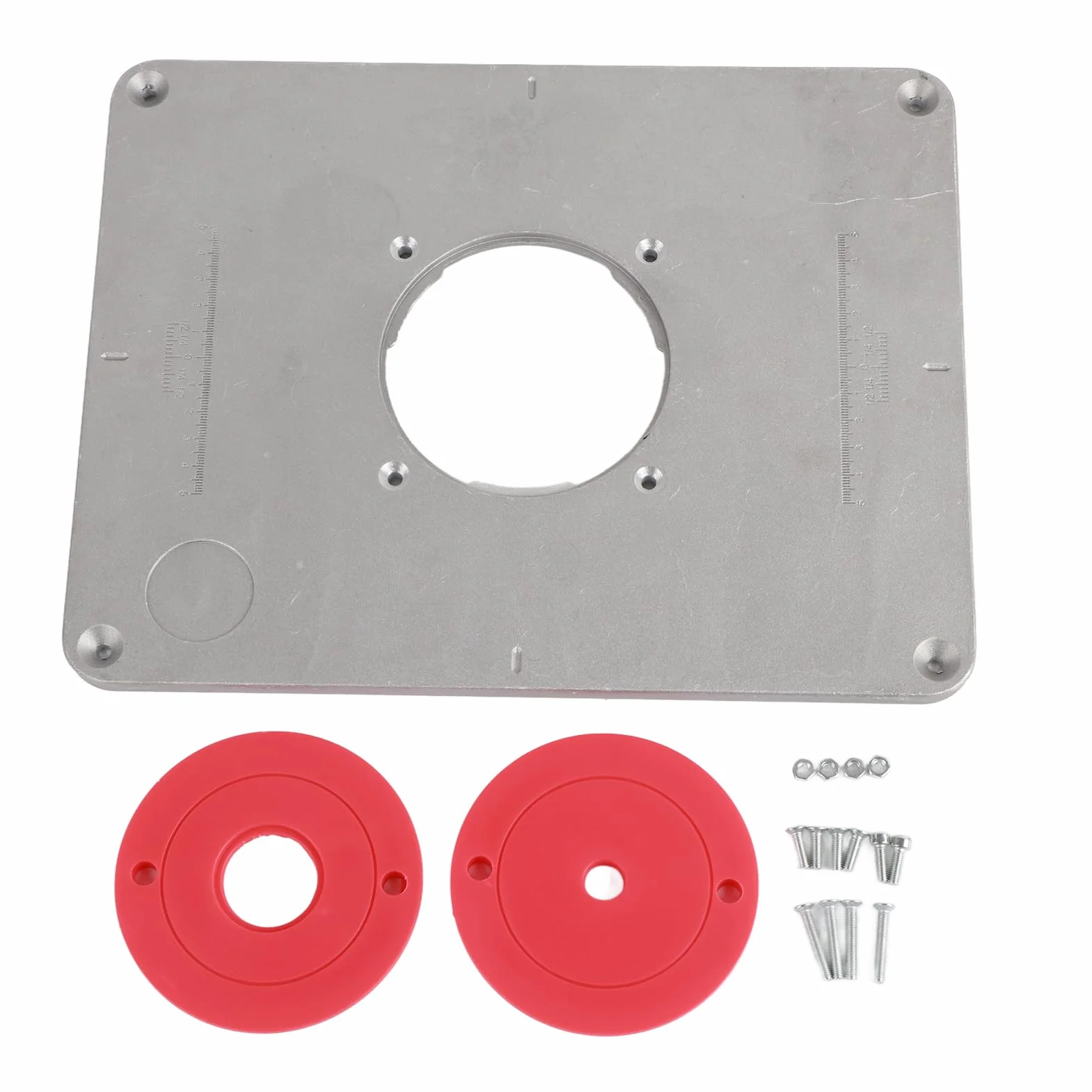 Płyta wkładana do stołu routera z kołkiem prowadzącym, pierścienie zatrzaskowe, router ze stopu aluminium, ławka do obróbki drewna, 30 x 23,5 x 0,9 cm