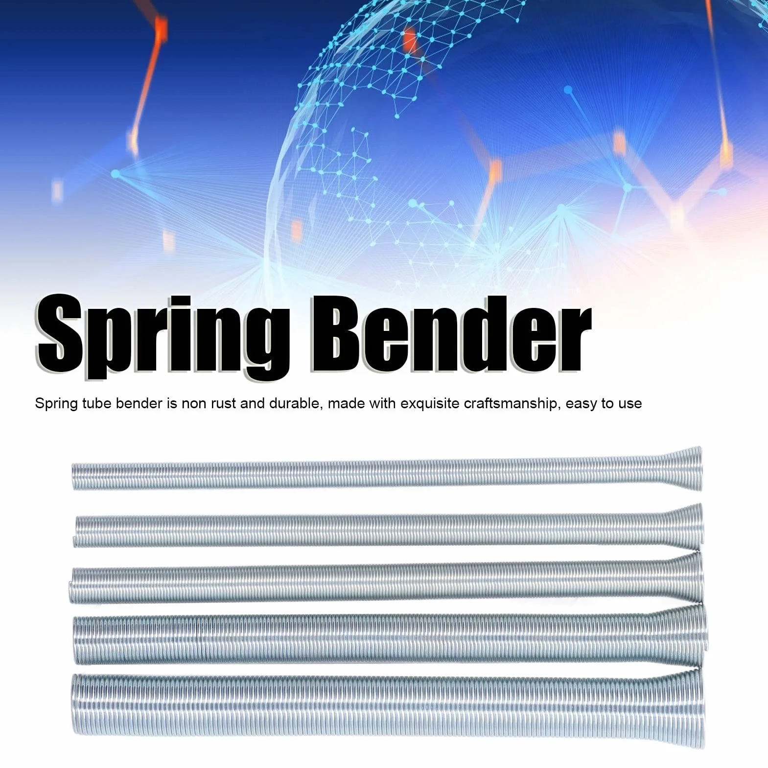 Spring Tube Bender Set for 5 / 8in 1 / 2in 3 / 8in 5 / 16in 1 / 4in Pipes | Non - Oxidation Spring Steel Manual Bender | Tube Bending Tool for Plumbing/HVAC/DIY