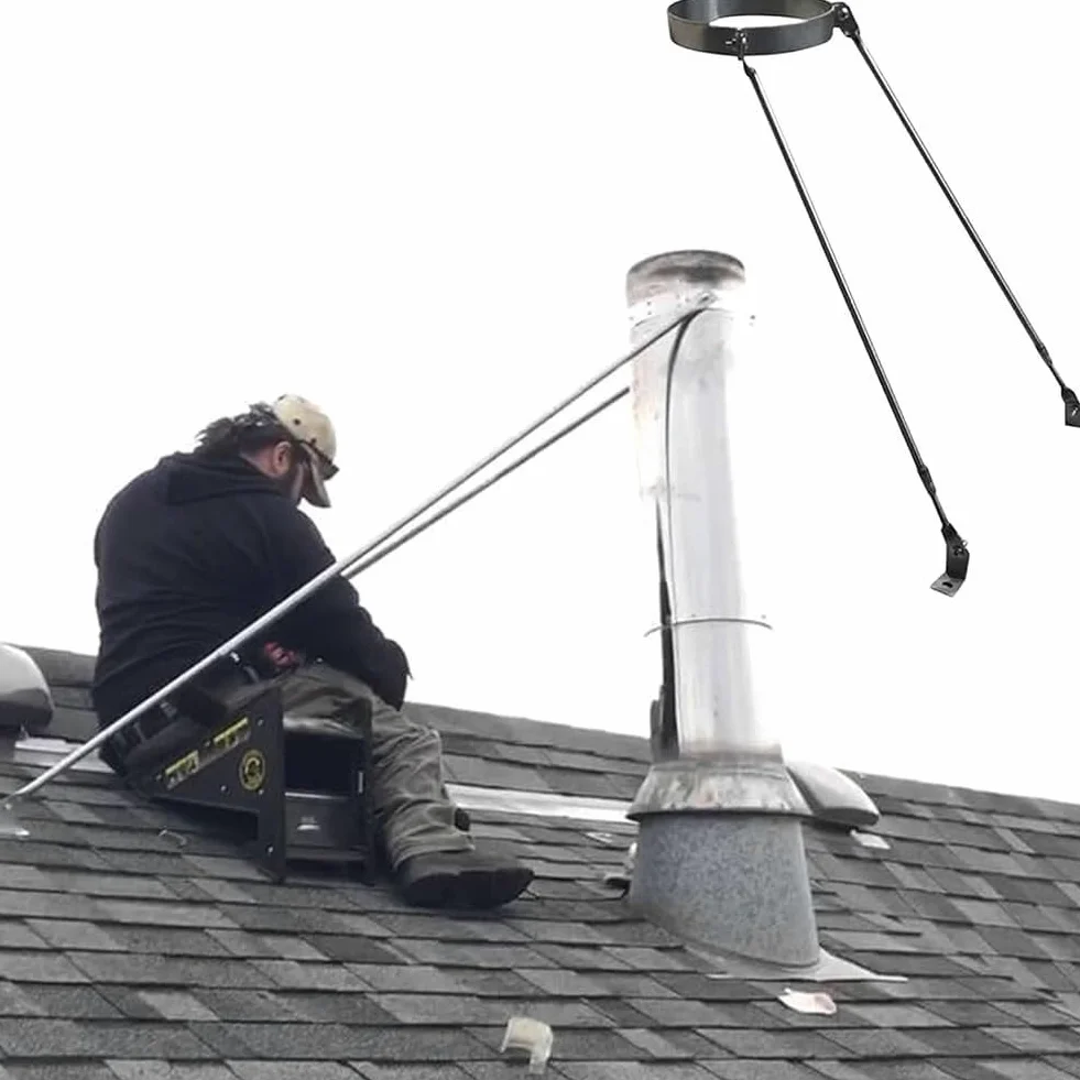 Uchwyt Rury Kominowej - Obejma Ścienna Nierdzewna | Uchwyt ze stali nierdzewnej do rury kominowej, regulowany od 3" do 12"(140mm)