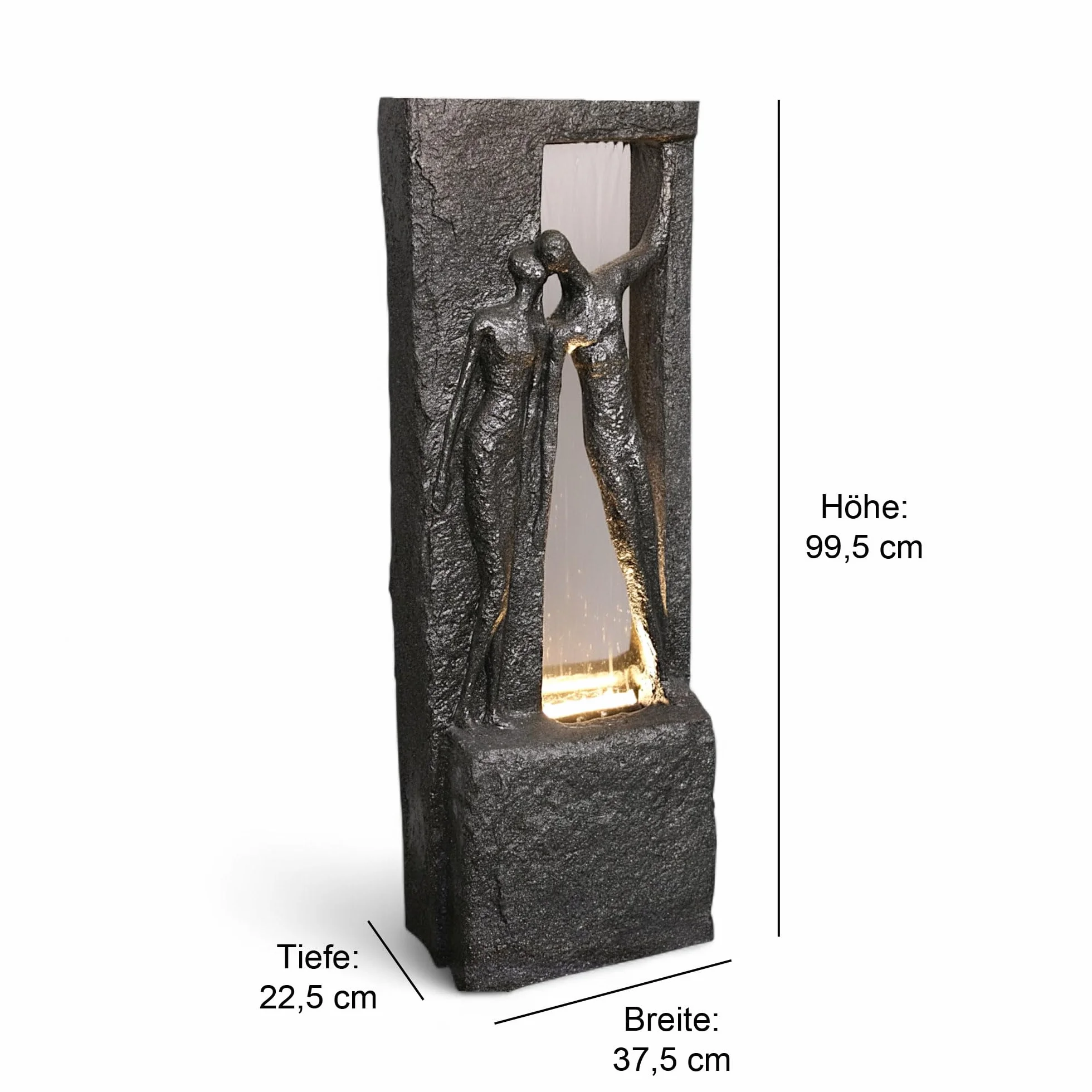 Fontanna ogrodowa z oświetleniem LED 99,5 cm imitacja brązu szklany blat