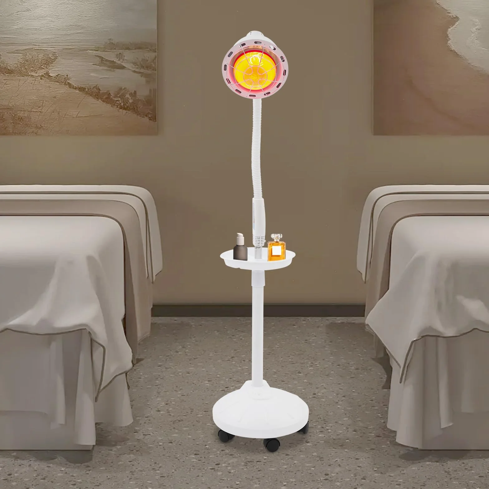 Lampa podczerwieni, 275 W, promiennik podczerwieni z elastycznym ramieniem, regulacja temperatury i wysokości