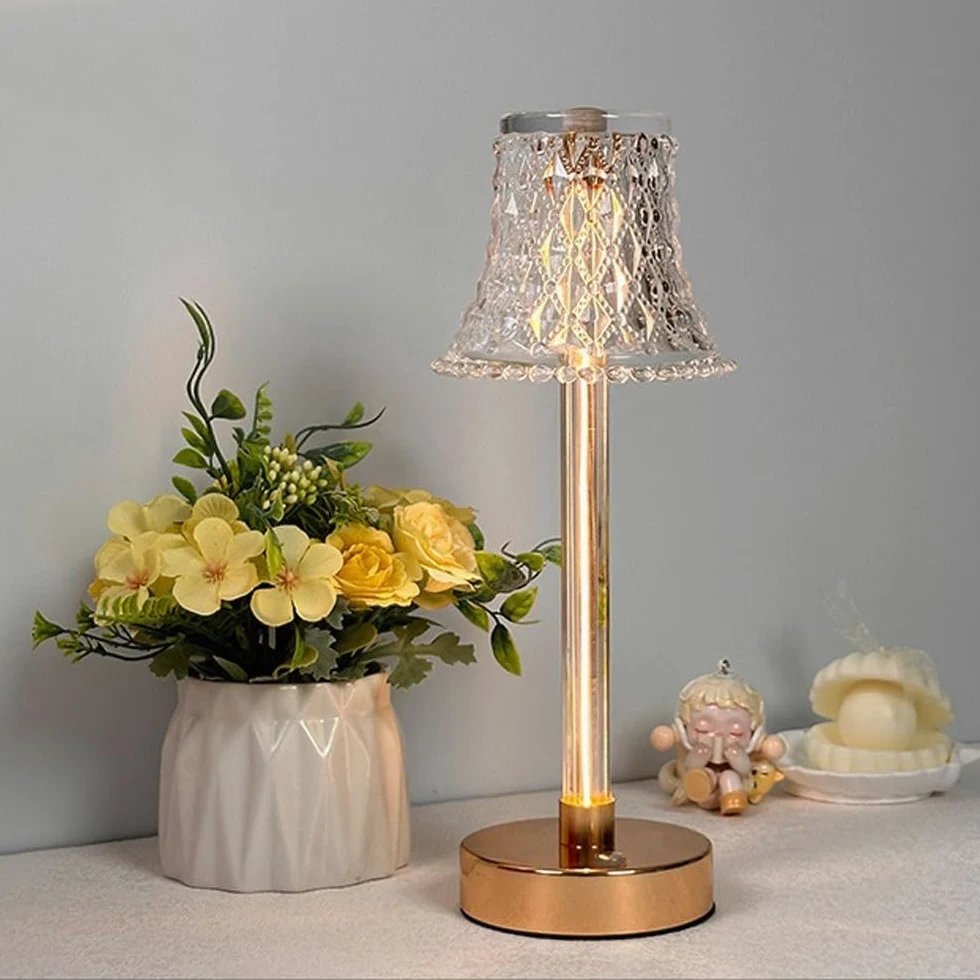 Lampka biurkowa Dekoracja stołu Lampa nocna Nowoczesna Minimalistyczna Kreatywna Kryształowa Sypialnia Atmosfera Lampka nocna