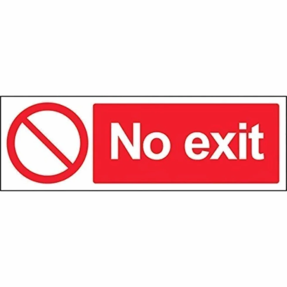 VSafety 52002AX-R znak dostępu zakazu, sztywny plastik, "No Exit", krajobraz, 300 mm x 100 mm, czerwony