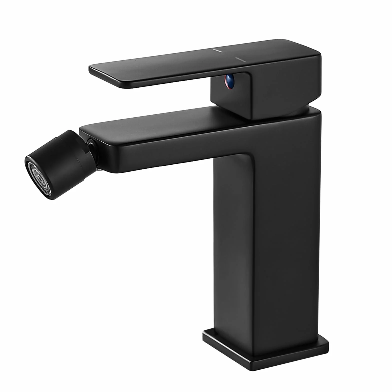 Nowoczesna bateria łazienkowa, czarna, jednouchwytowa bateria bidetowa z wylewką, wysokość 105 mm, armatura umywalkowa do łazienki, kwadratowa armatura umywalkowa z mosiądzu, bateria