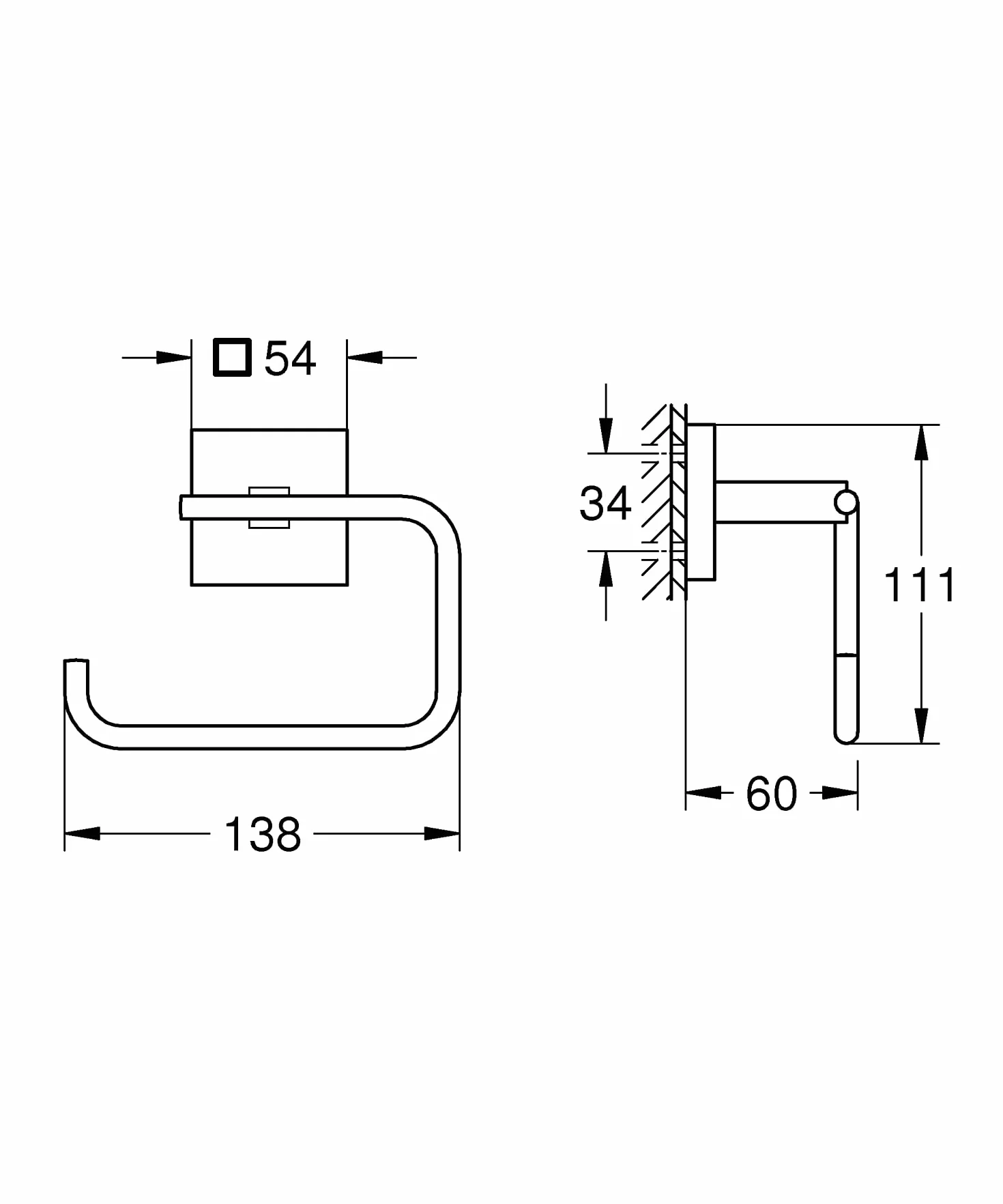 Grohe 40978000 uchwyt na papier toaletowy QuickFix 40978000 StartCube QuickFix – uchwyt na papier toaletowy bez pokrywki, chromowany