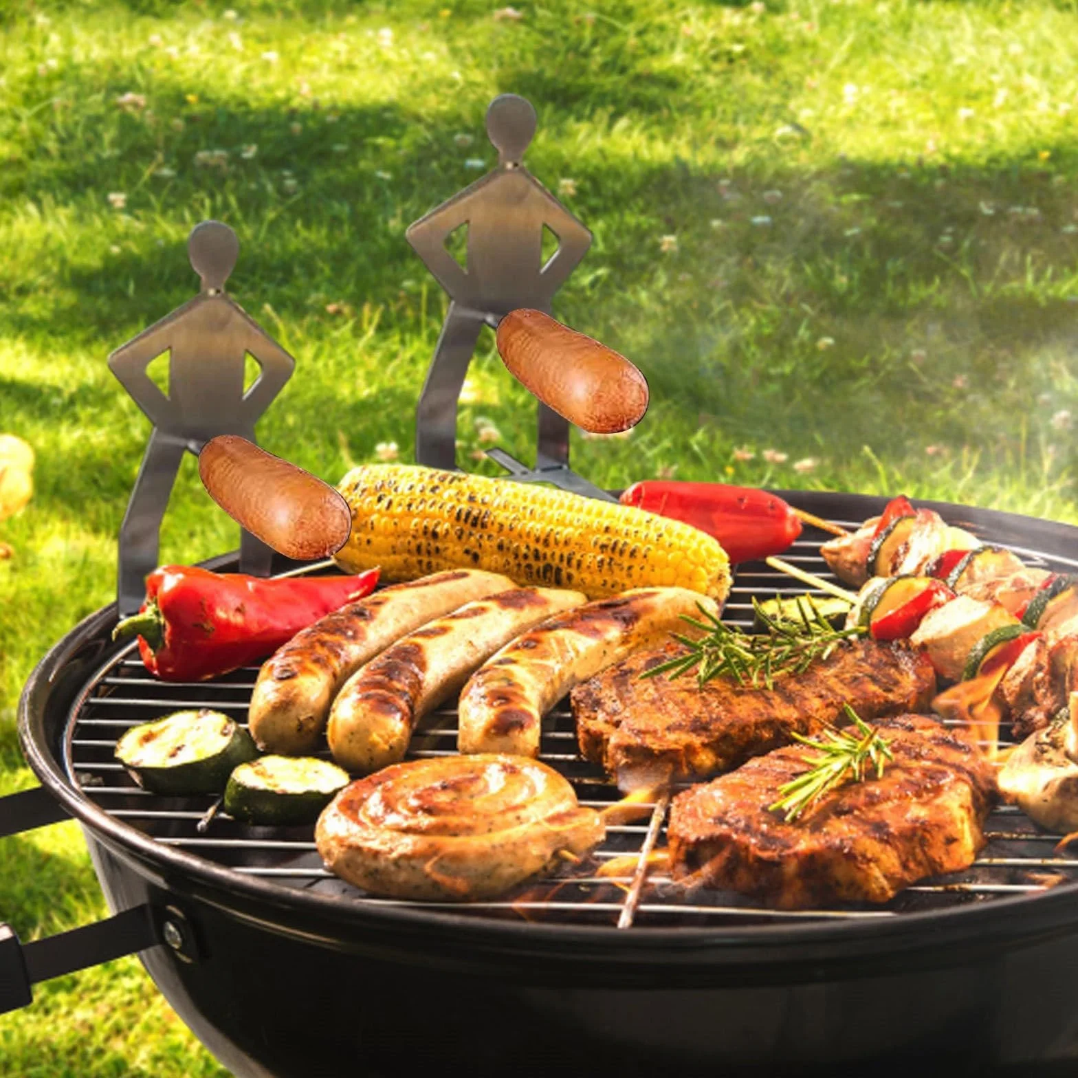 Zabawny stojak na kiełbasę z hot dogami przenośny stojak na grilla stojak na grilla ze stali nierdzewnej stojak na przybory do grillowania