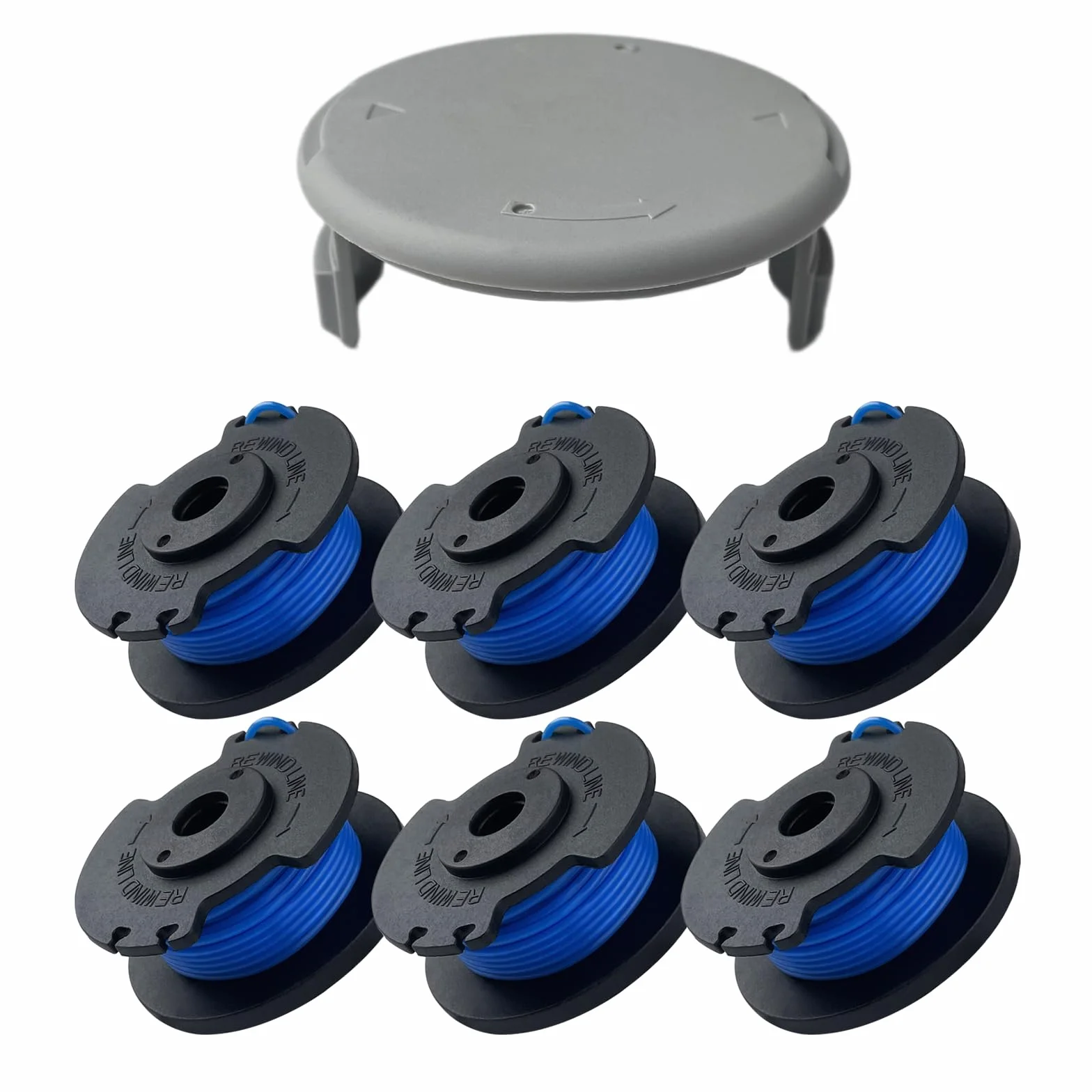7 Pack Cewka do rozdrabniania Ryobi 18v 24v 40v, Nylon, 2mm Cewka drutu do przecinarki (6 cewek Kosiarka do trawy,1Pokrywa cewki