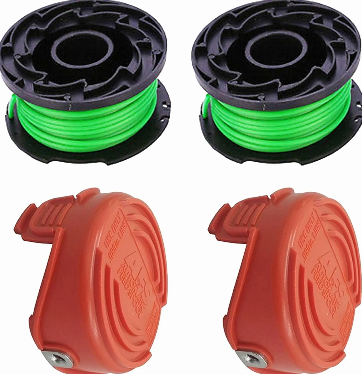 Zapasowa szpula trymera i linia oraz osłona do Black Decker A6482 GL7033 GL8033 GL9035, 2 szpule podkaszarki i 2 nasadki