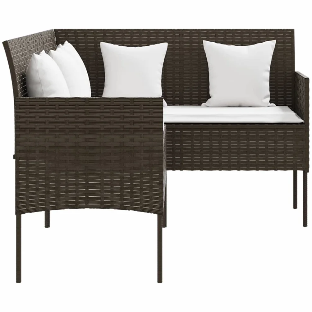 vidaXL Sofa w kształcie litery L, z poduszkami, polirattan, brązowa