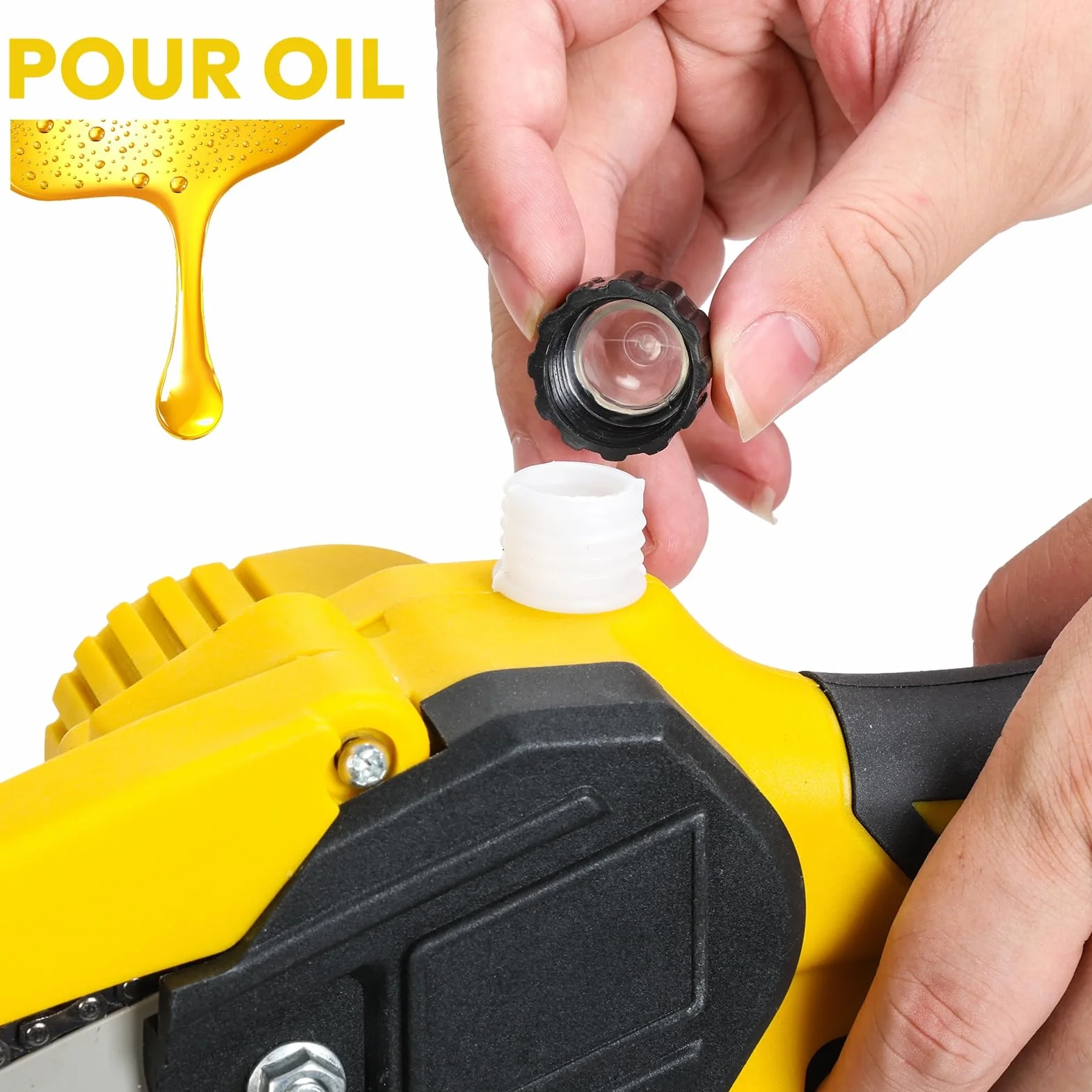 Bezprzewodowa mini piła łańcuchowa 2 w 1 21 V z 2 bateriami do przycinania drzew