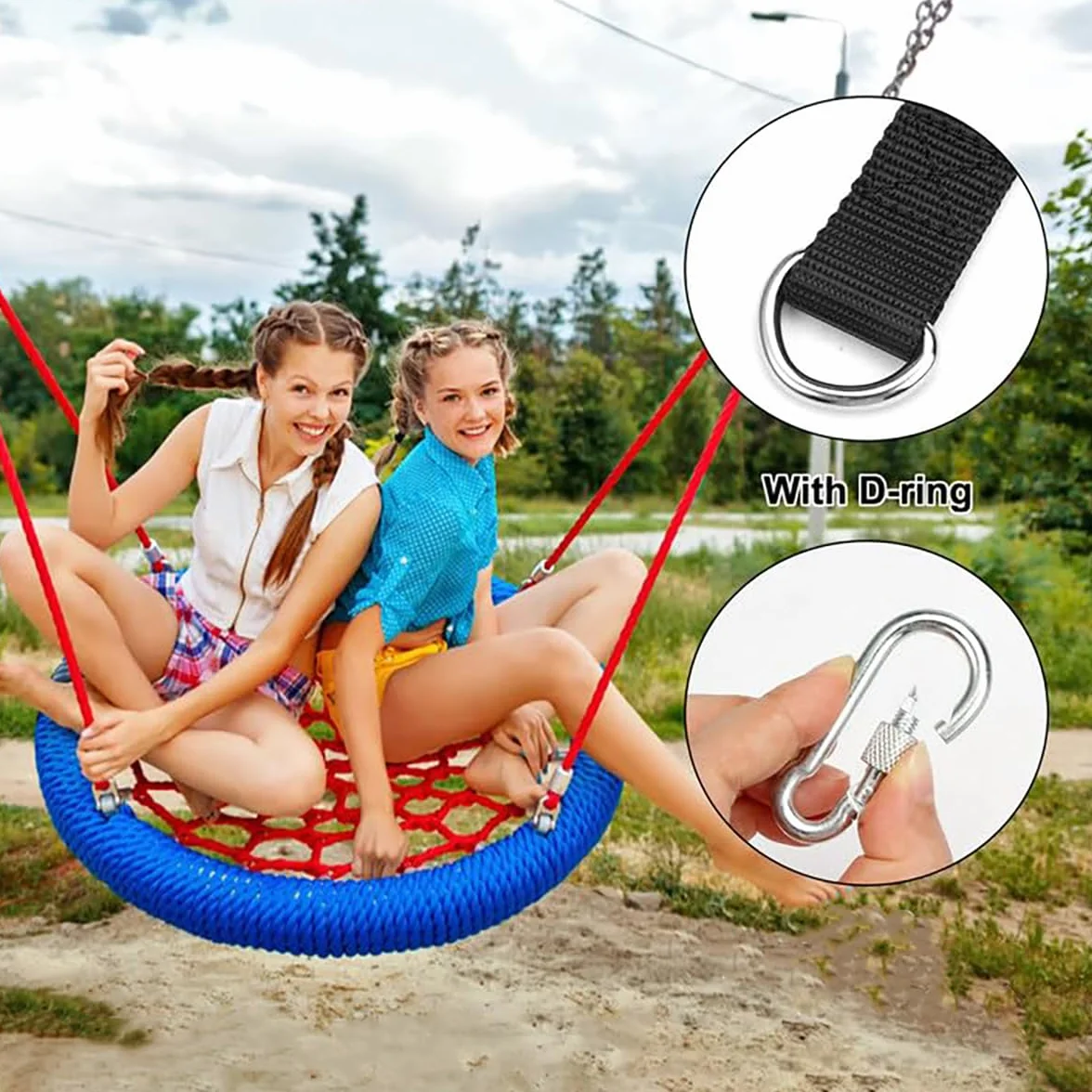 Swing Hanging Kit, 2 sztuki, 30 cm, mocowanie hamaka, mocowanie huśtawki, z 2 karabińczykami do dużych obciążeń i pierścieniami D do huśtawek i hamaków