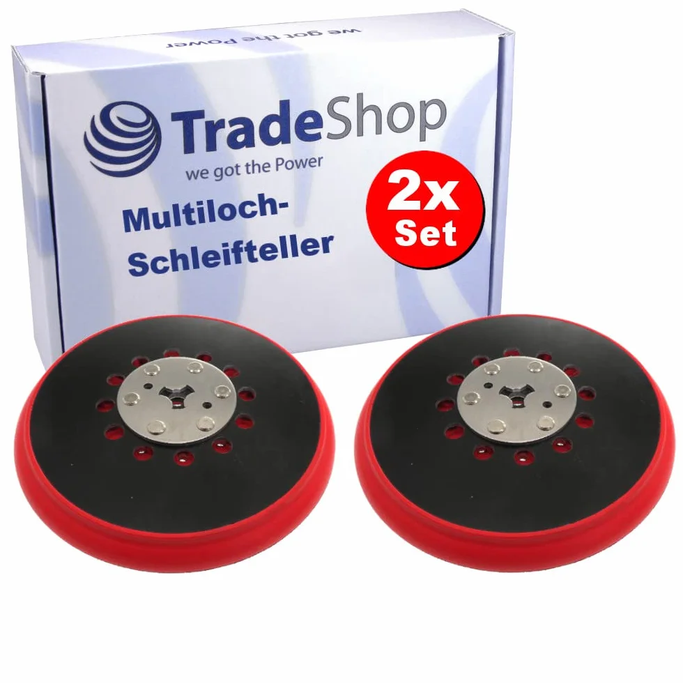 2 x talerz szlifierski Trade-Shop na rzep 150 mm / talerz podporowy / talerz przyczepny kompatybilny z Dewalt, Bosch, Festool, Makita, Metabo szlifierka mimośrodowa M8