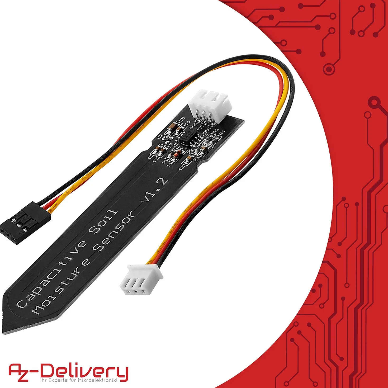 AZDelivery Czujnik Wilgotności Gleb Higrometr Moduł V1.2 Pojemnościowy Kompatybilny z Arduino Raspberry Pi