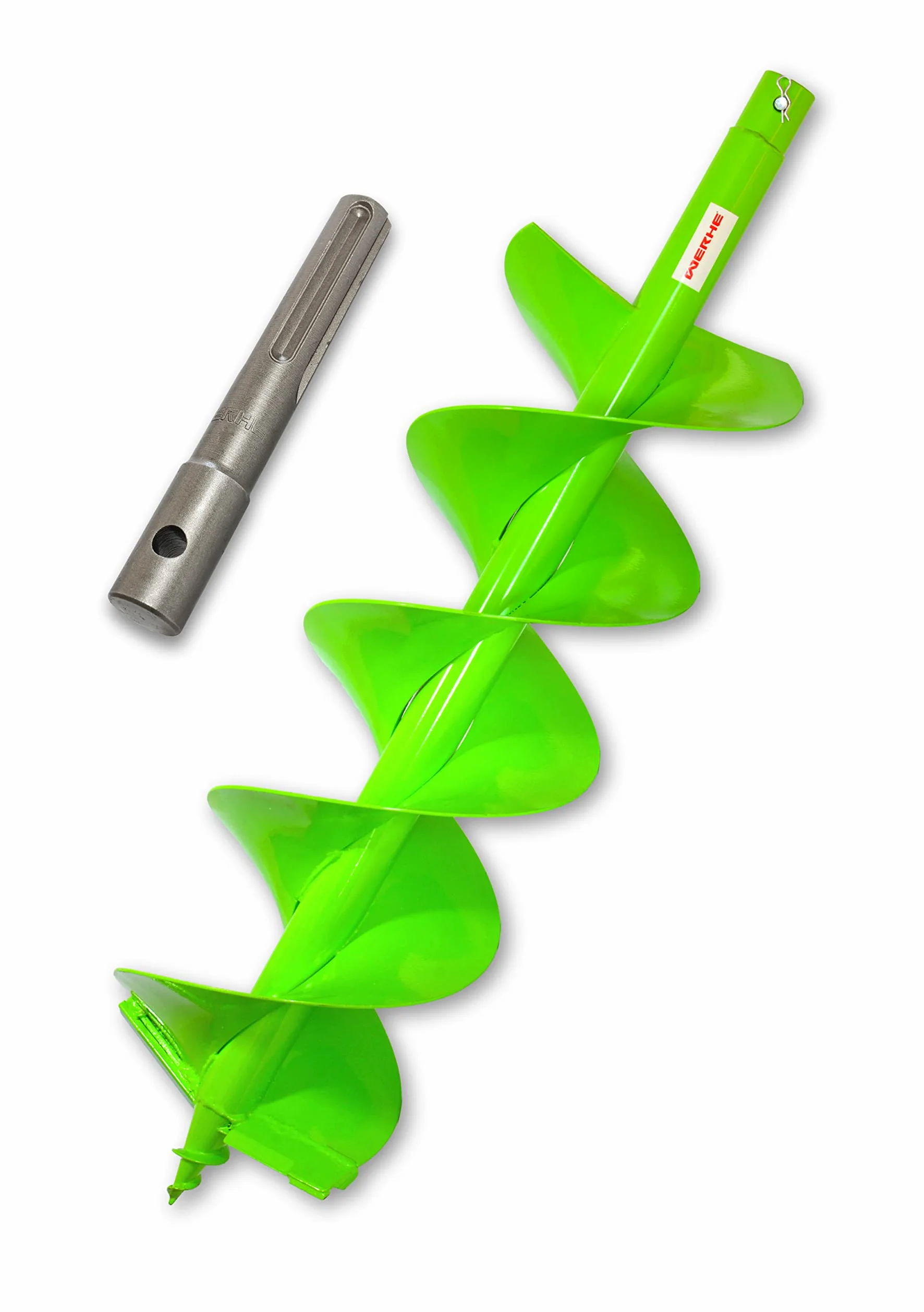 WERHE świder ziemny 200 mm, adapter SDS Max, podwójny wał | precyzyjny grot, wysoka trwałość, stal odporna na pęknięcia, do lekkich do gleb średniozwartych, pasuje do wiertarek
