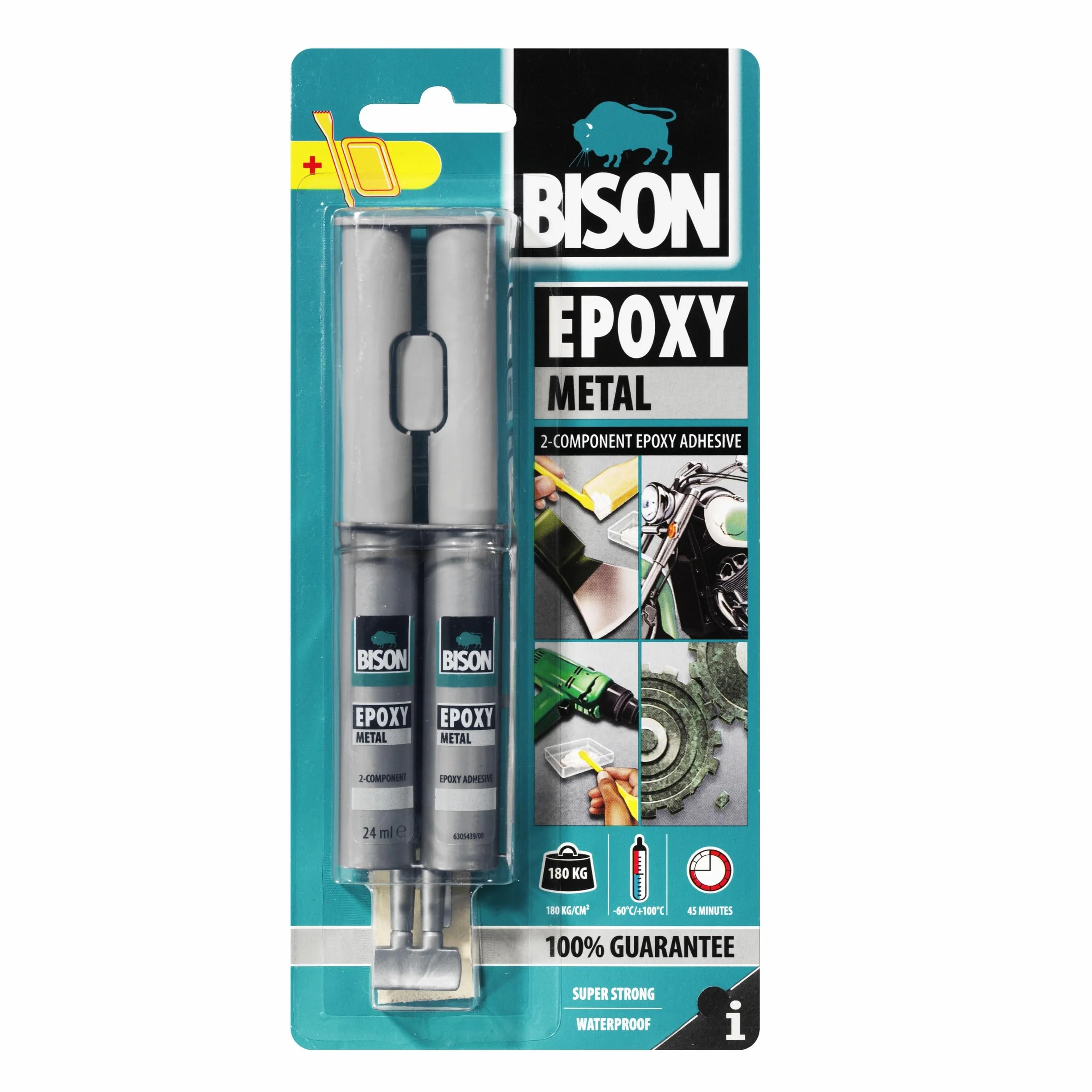 Bison - Dwuskładnikowy metalowy klej epoksydowy 24ml w kolorze metalicznym