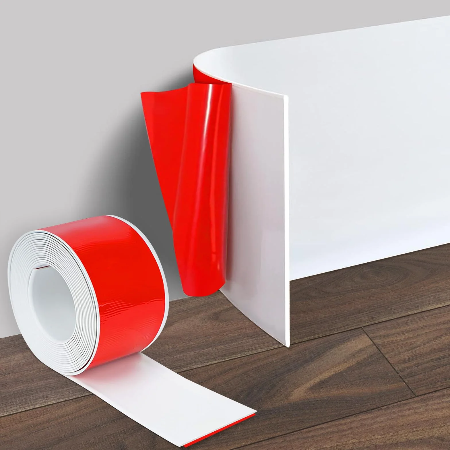 Listwa przypodłogowa samoprzylepna, 10 cm x 3 metry PVC miękka listwa przypodłogowa, elastyczna listwa przypodłogowa dekoracyjna listwa kątowa, łatwa do cięcia płaska listwa do podłogi dla salonu