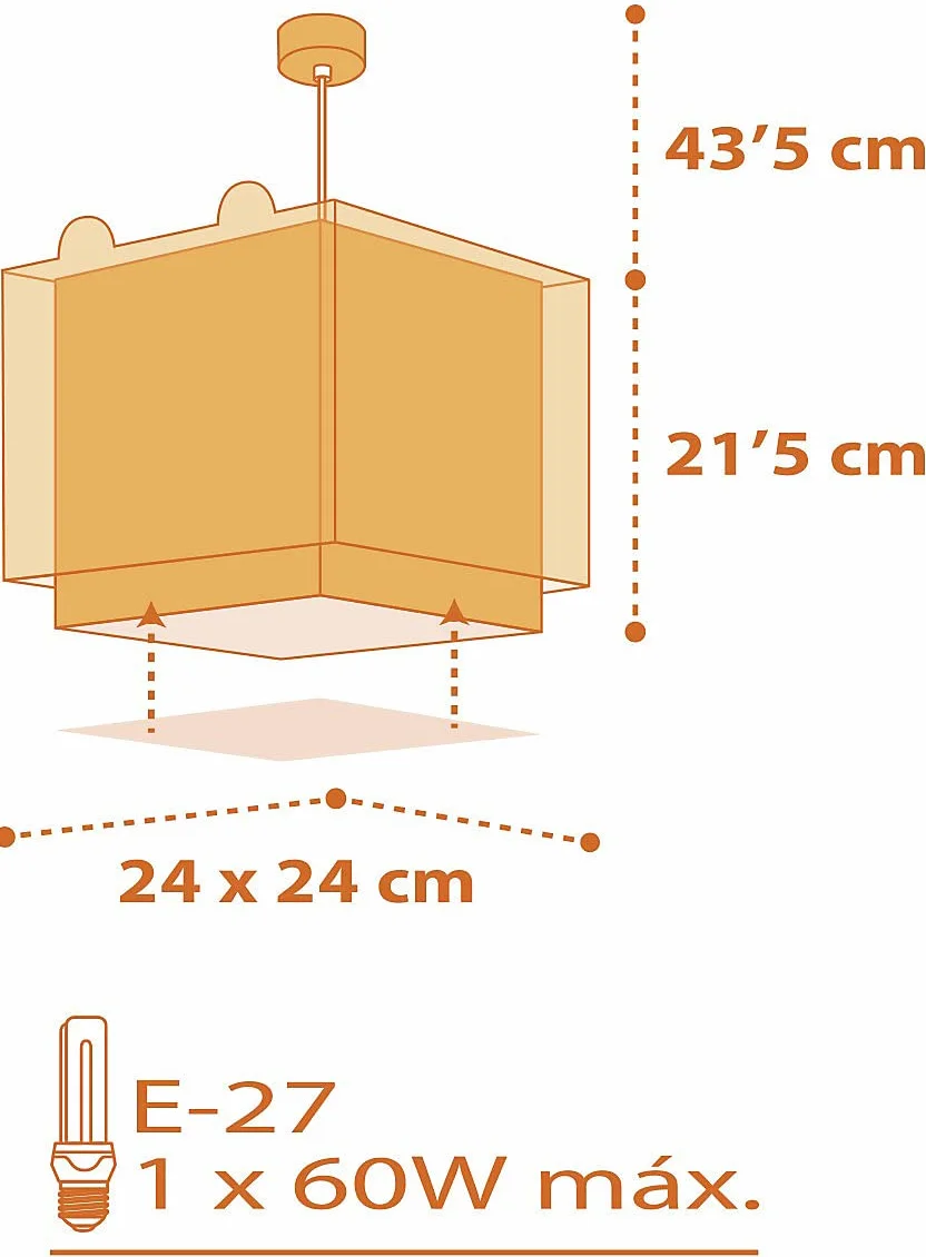 Dalber Lampa do pokoju dziecięcego, lampa wisząca, lampa sufitowa dla dzieci, lampa sufitowa do pokoju dziecięcego Little Tiger, żółta, 64562, E27
