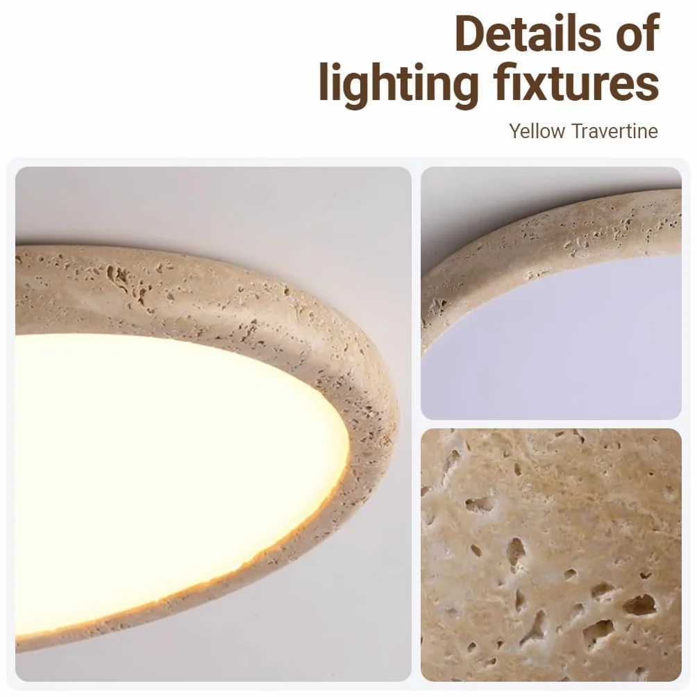 Japońskie Światło Sufitowe W Stylu Wabi Sabi LED Żółta Jaskinia Kamień Lampa Sufitowa Sypialnia Z Regulowaną Temperaturą Koloru Nordic Salon Study Room Ochrona Oczu Światła Sufitowe(58cm)