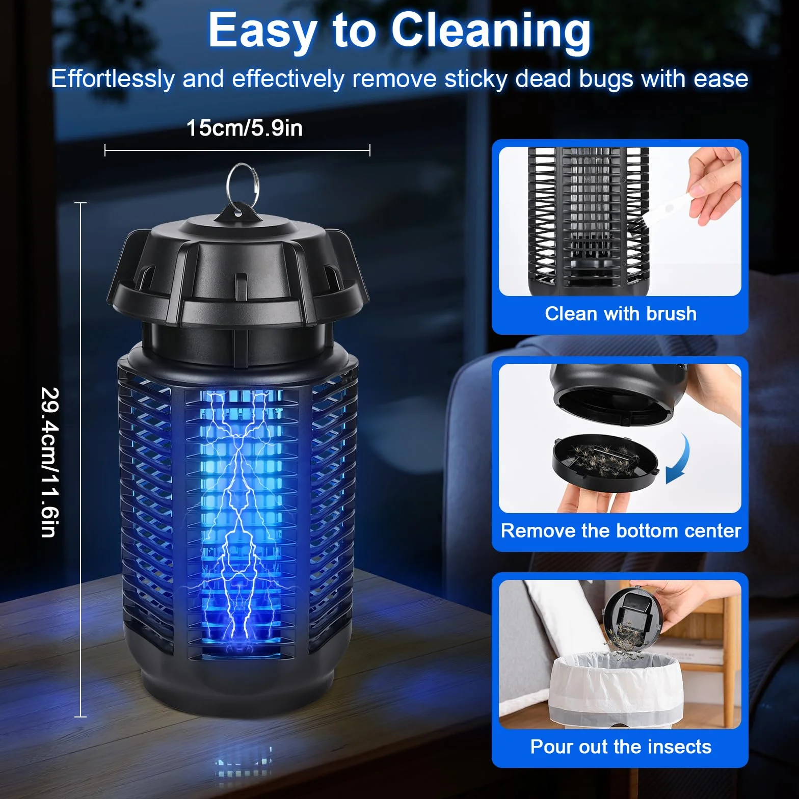 GuKKK Lampa przeciw komarom 20 W 3500 V UV Wodoodporna elektryczna zabójca owadów zasięg 80m²