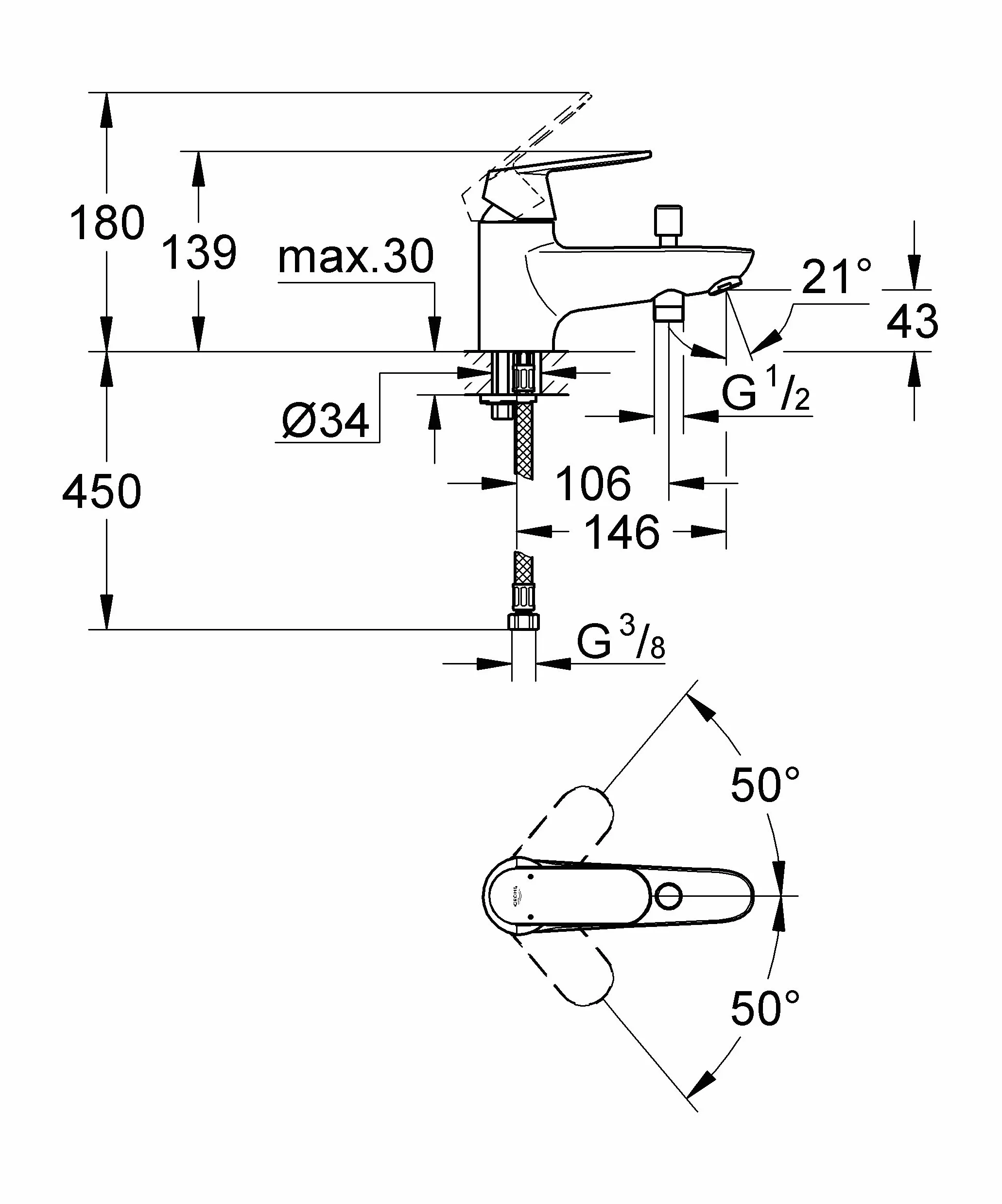 GROHE Concetto Jednouchwytowa bateria wannowa