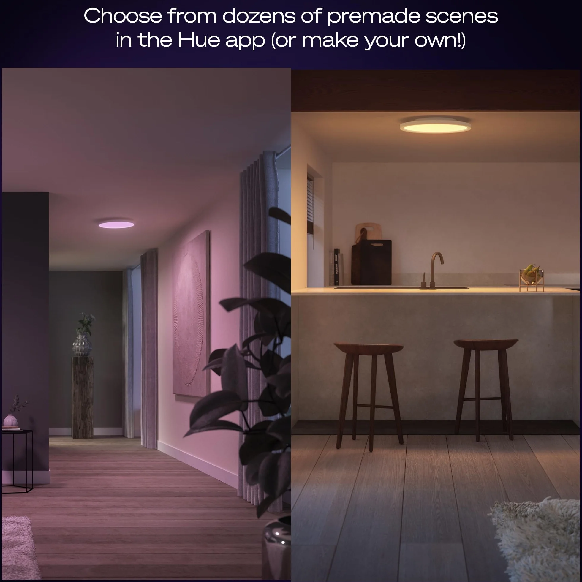 Philips Hue Devote inteligentny panel LED, Białe i Kolorowe Światło (Ambiance), Okrągły 30 cm, Biała Ramka do Wewnętrznego Oświetlenia Domu, Sufitu, Salonu, Kuchni, Przedpokoju, Zestaw 2 szt.