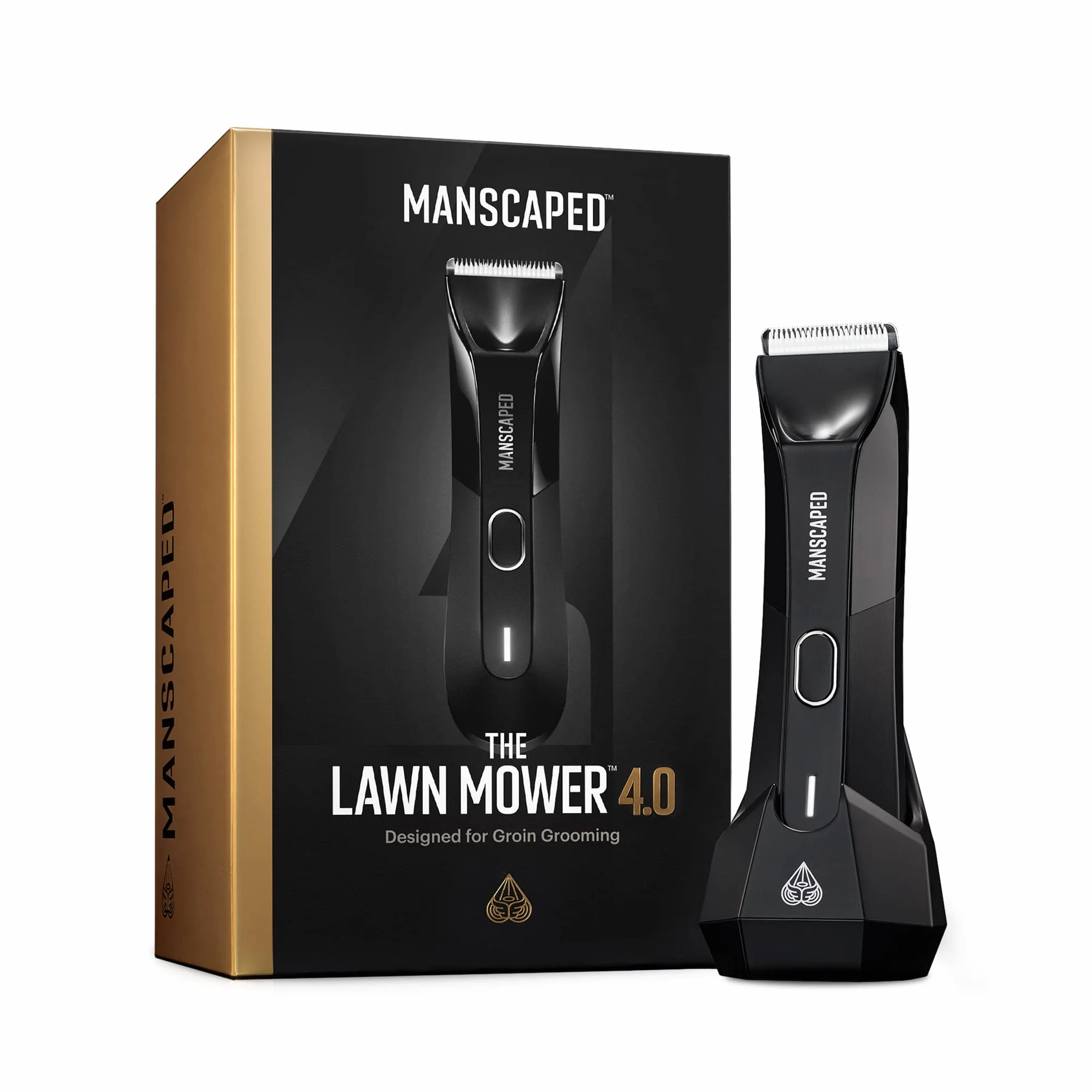 MANSCAPED™ elektryczny trymer do okolic intymnych The Lawn Mower™ 4.0, wymienny moduł ceramicznego ostrza, wodoszczelna maszynka do włosów na mokro/sucho, ze stacją ładującą, golarka pielęgnacyjna dla